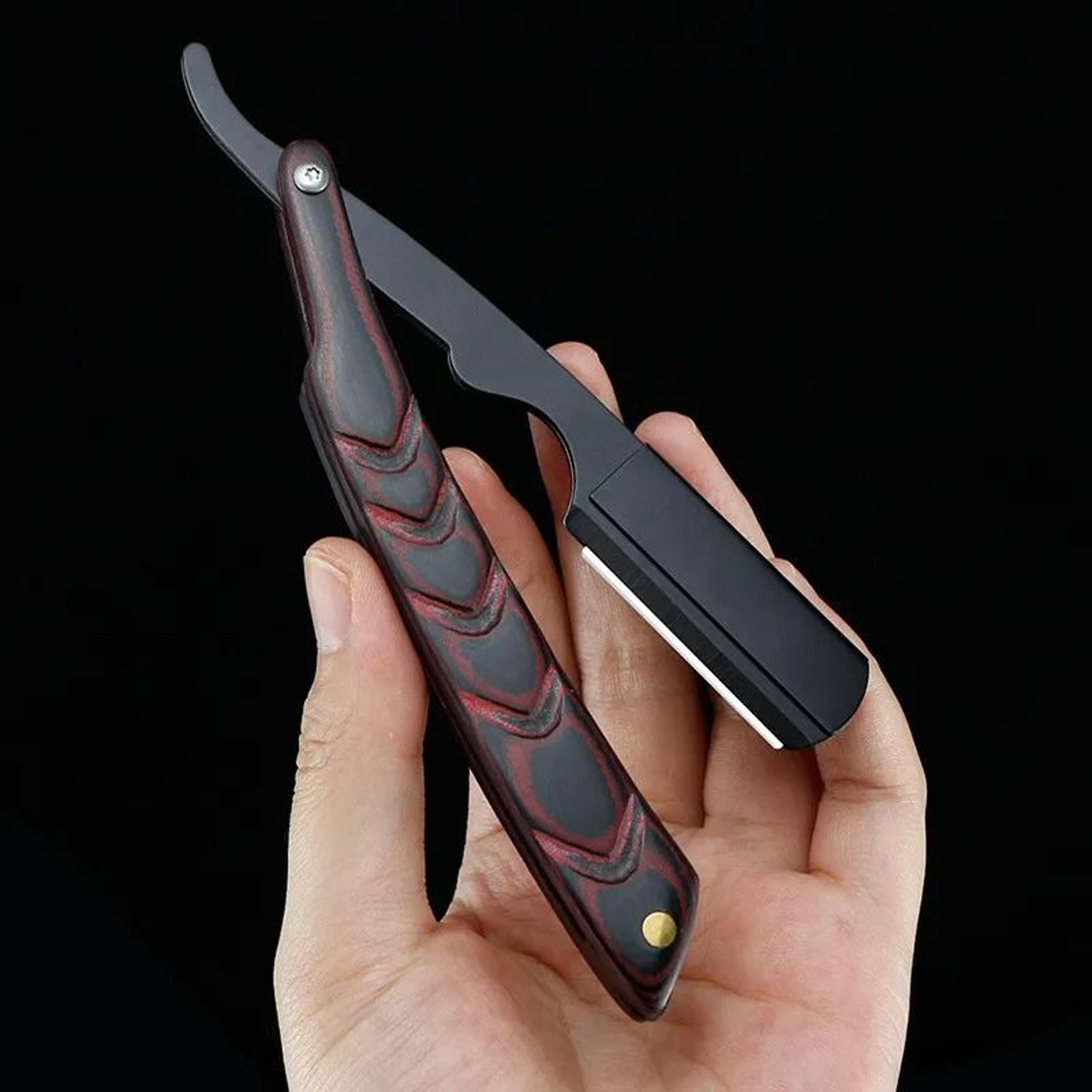 elite stainless steel folding straight-edge barber razor