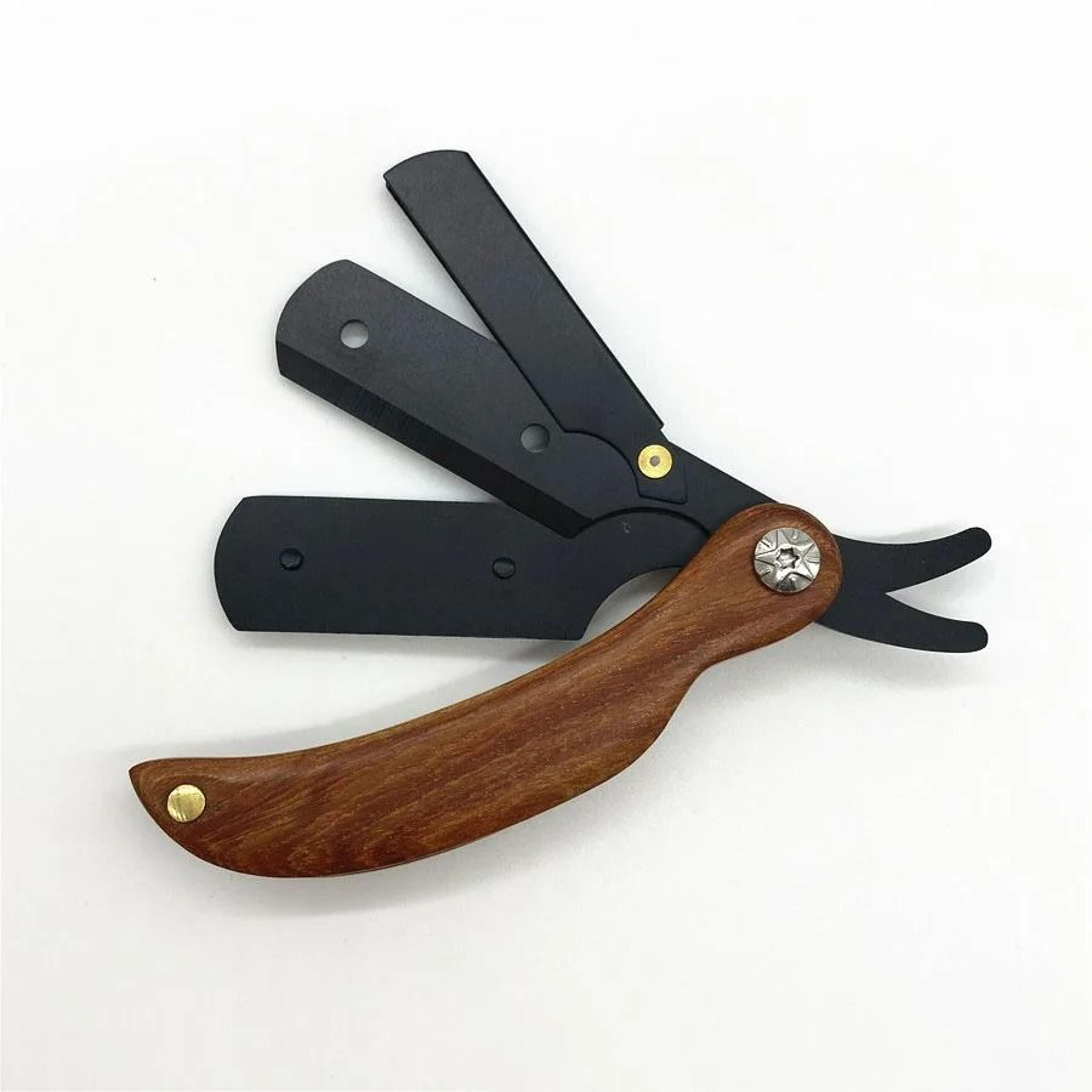 men's mini compact stainless steel folding barber straight razor