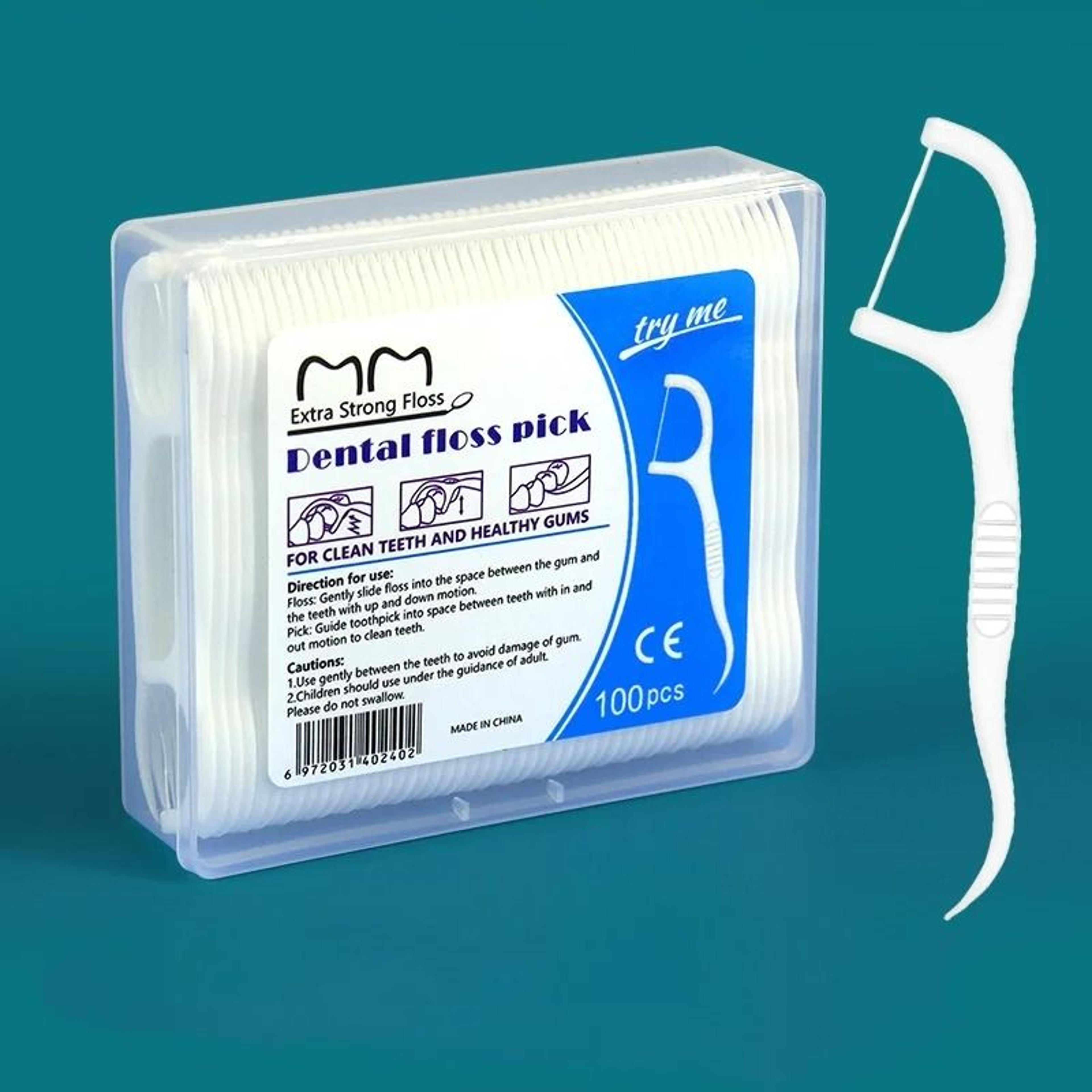 100-piece high-tension deep cleaning dental floss picks with portable storage case
