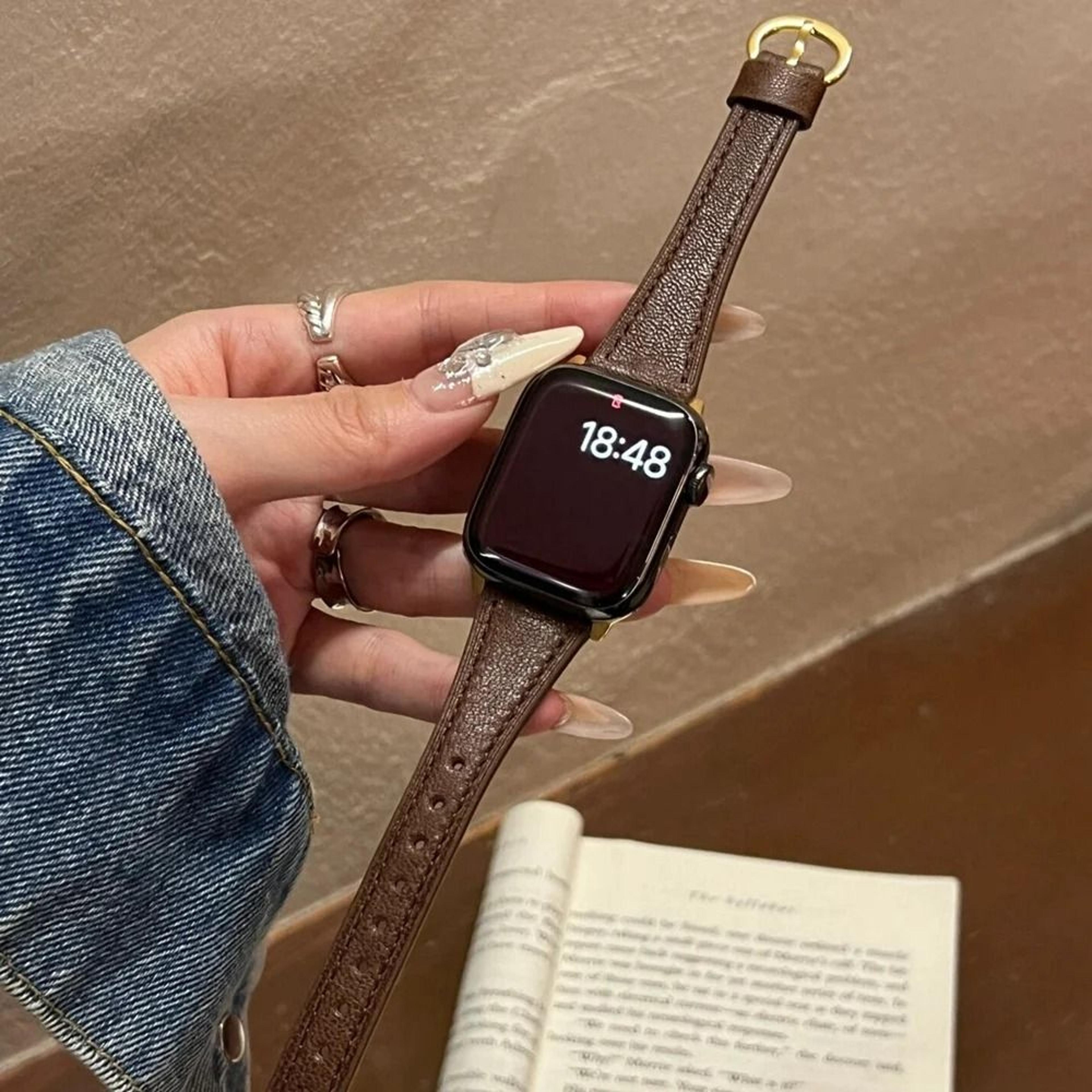 elegant slim leather loop strap for apple watch series 1 through 11 & ultra