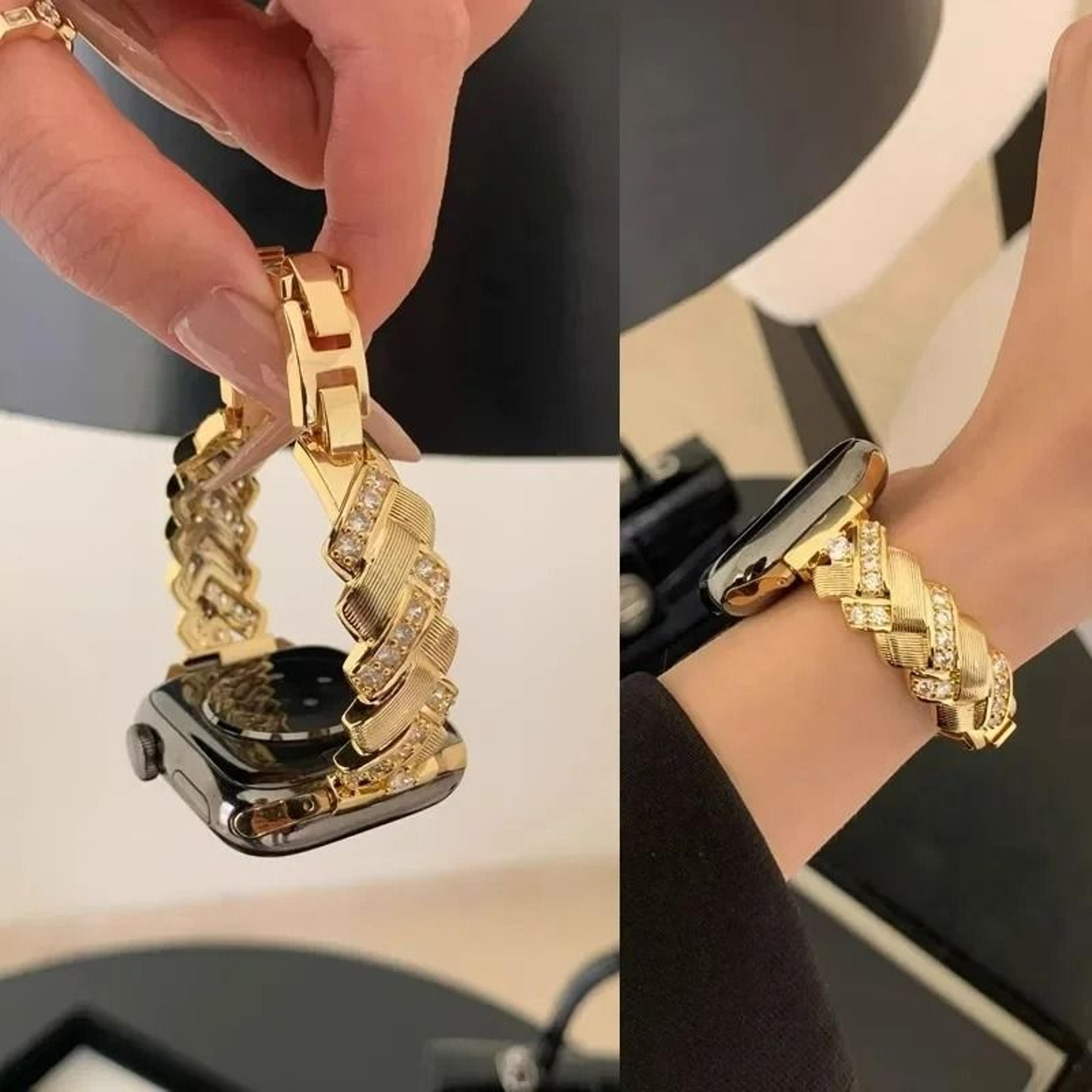 bling rhinestone ear of wheat bracelet strap for apple watch series 1 through 11 & ultra
