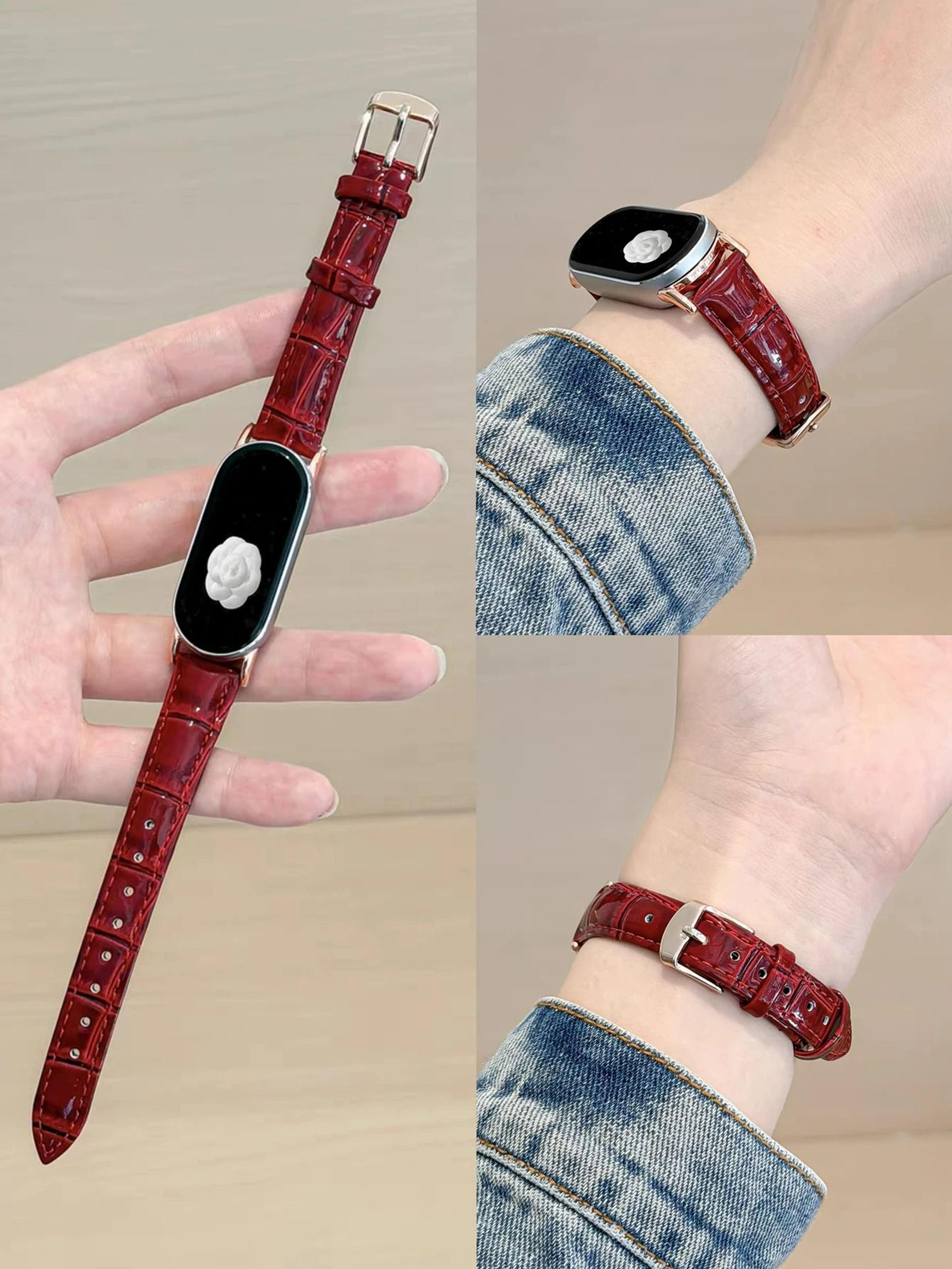 smooth leather loop magnetic strap for xiaomi smart band 8, 9 & 10