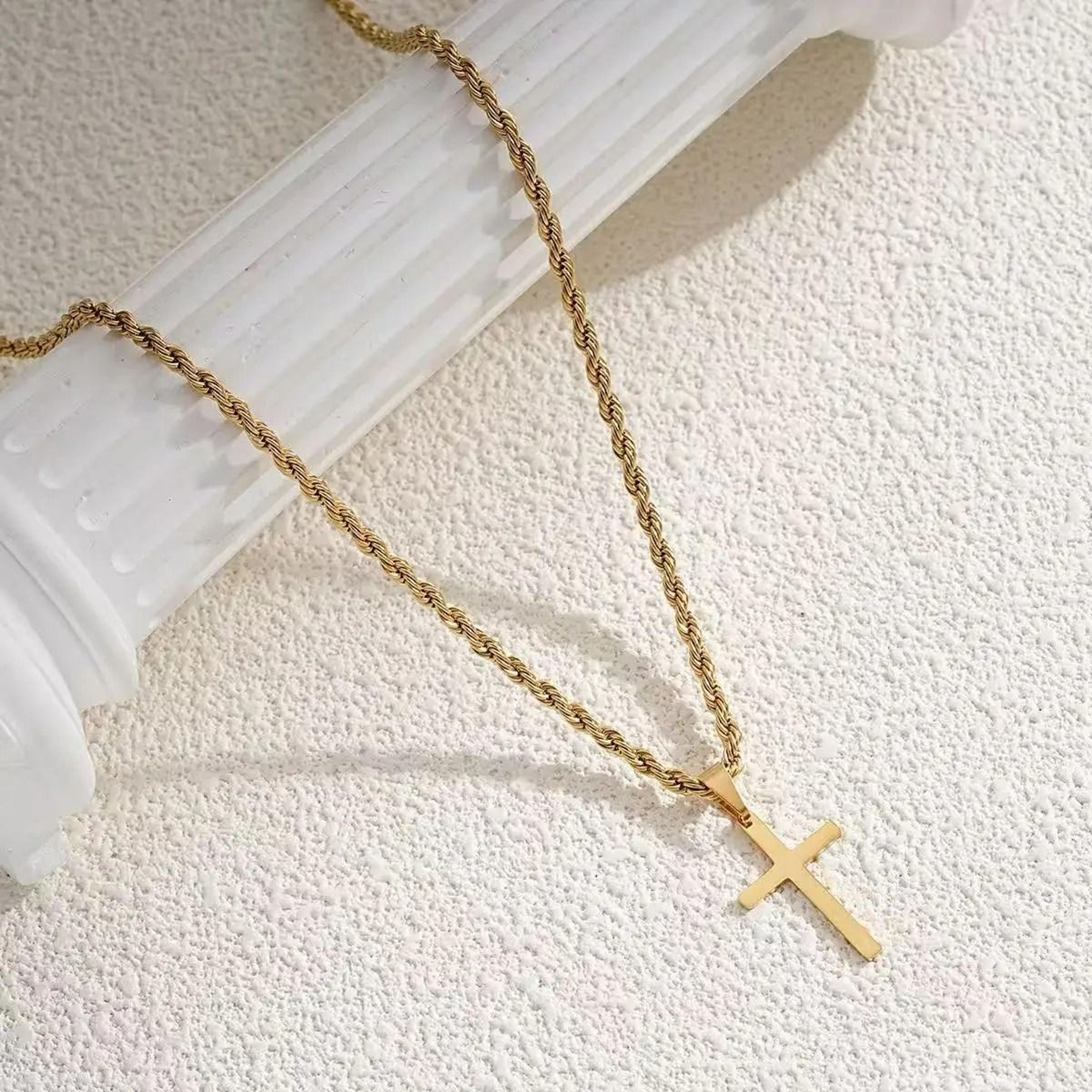 minimalist gold stainless steel chain pendant necklace