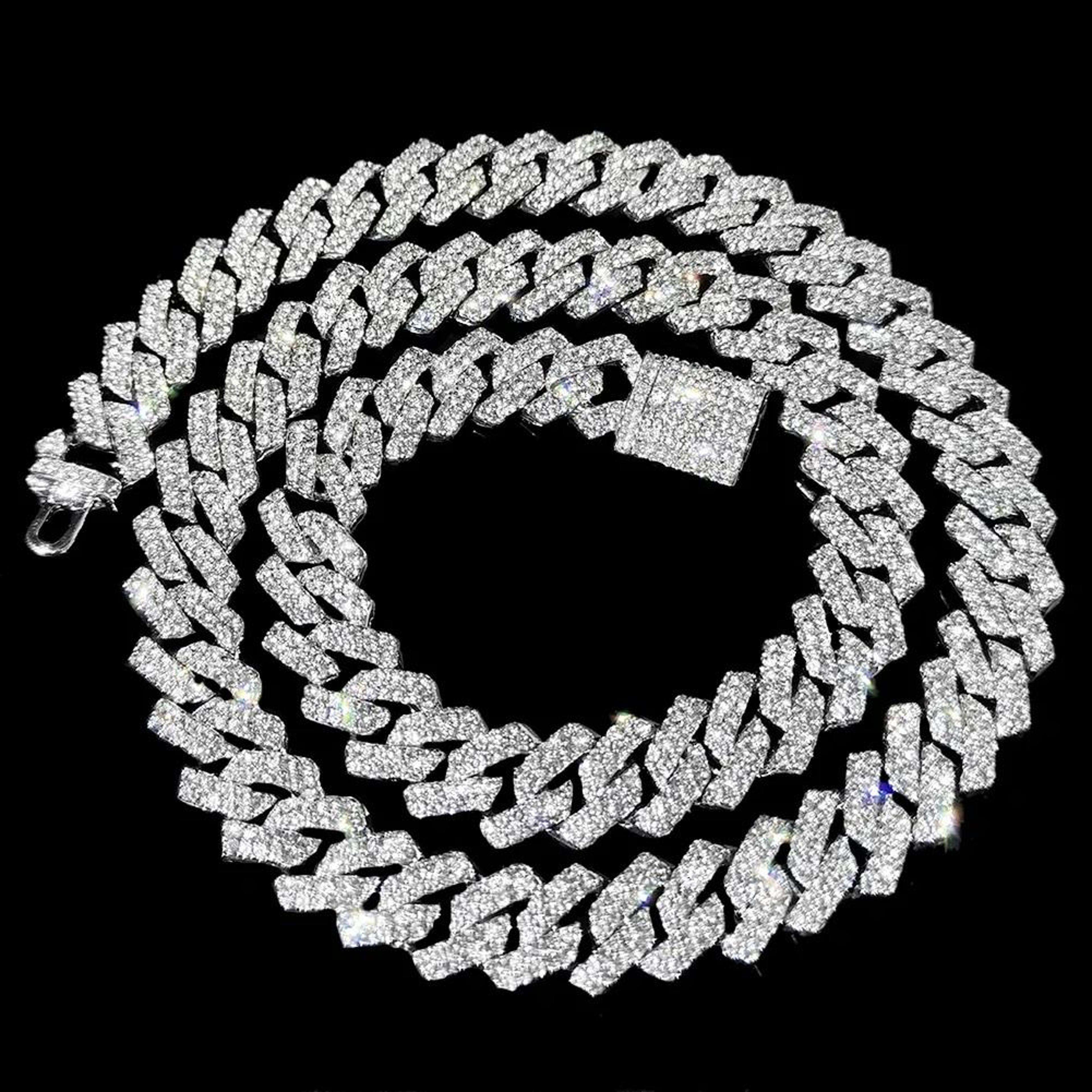 sparkling double-drain cuban chain ice edition necklace