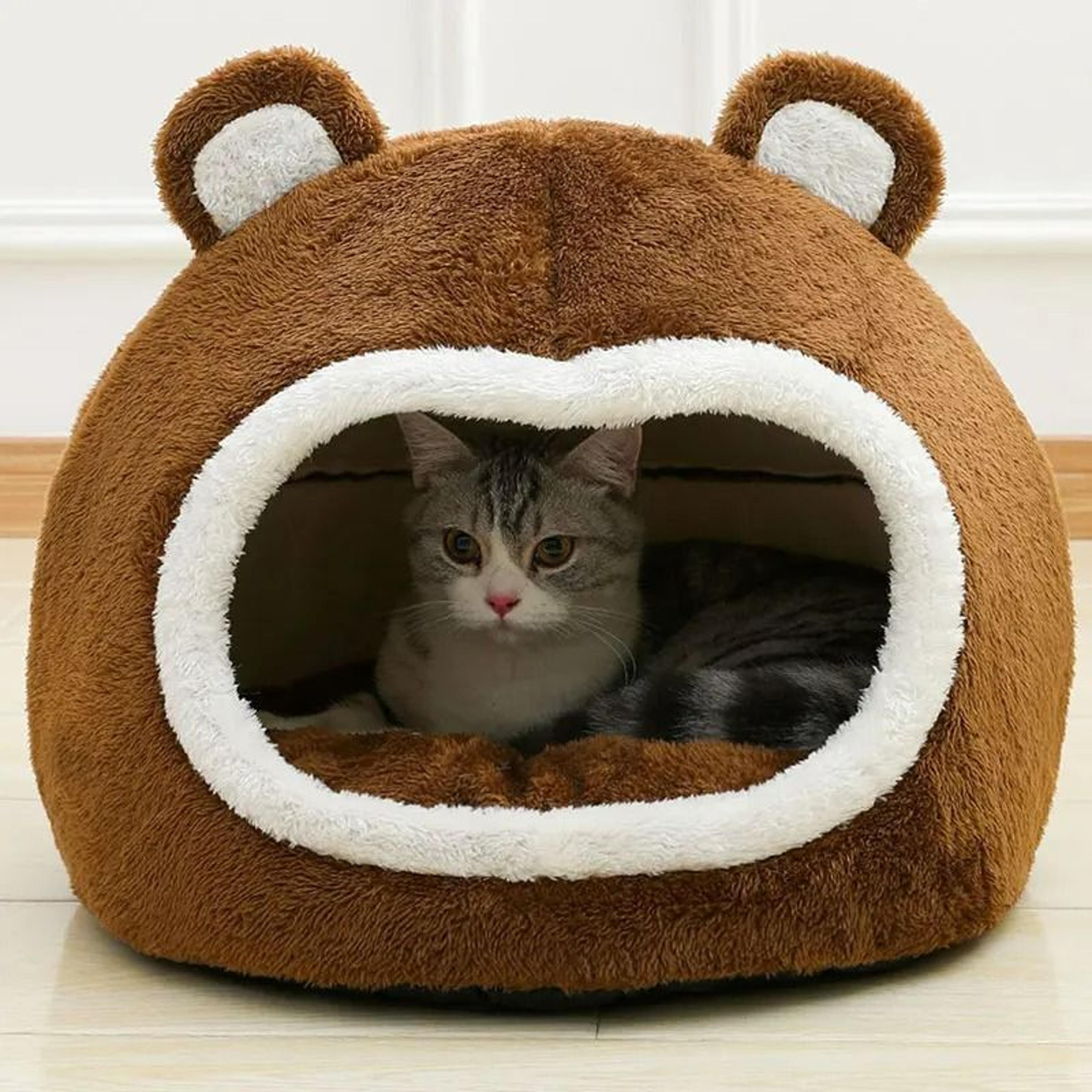 funny warm plush cave cat bed & lounger cushion