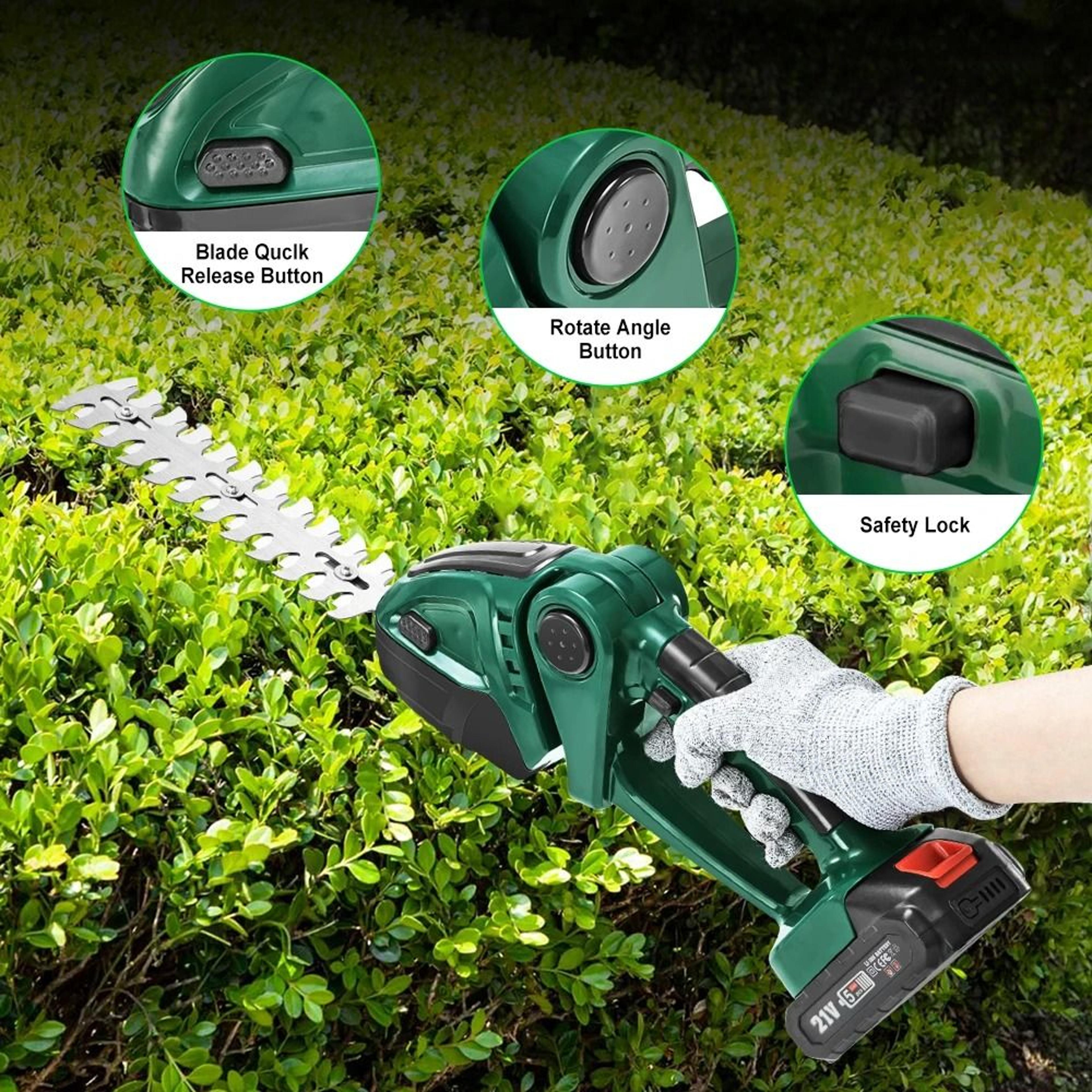 2-in-1 cordless electric hedge trimmer & grass shears set