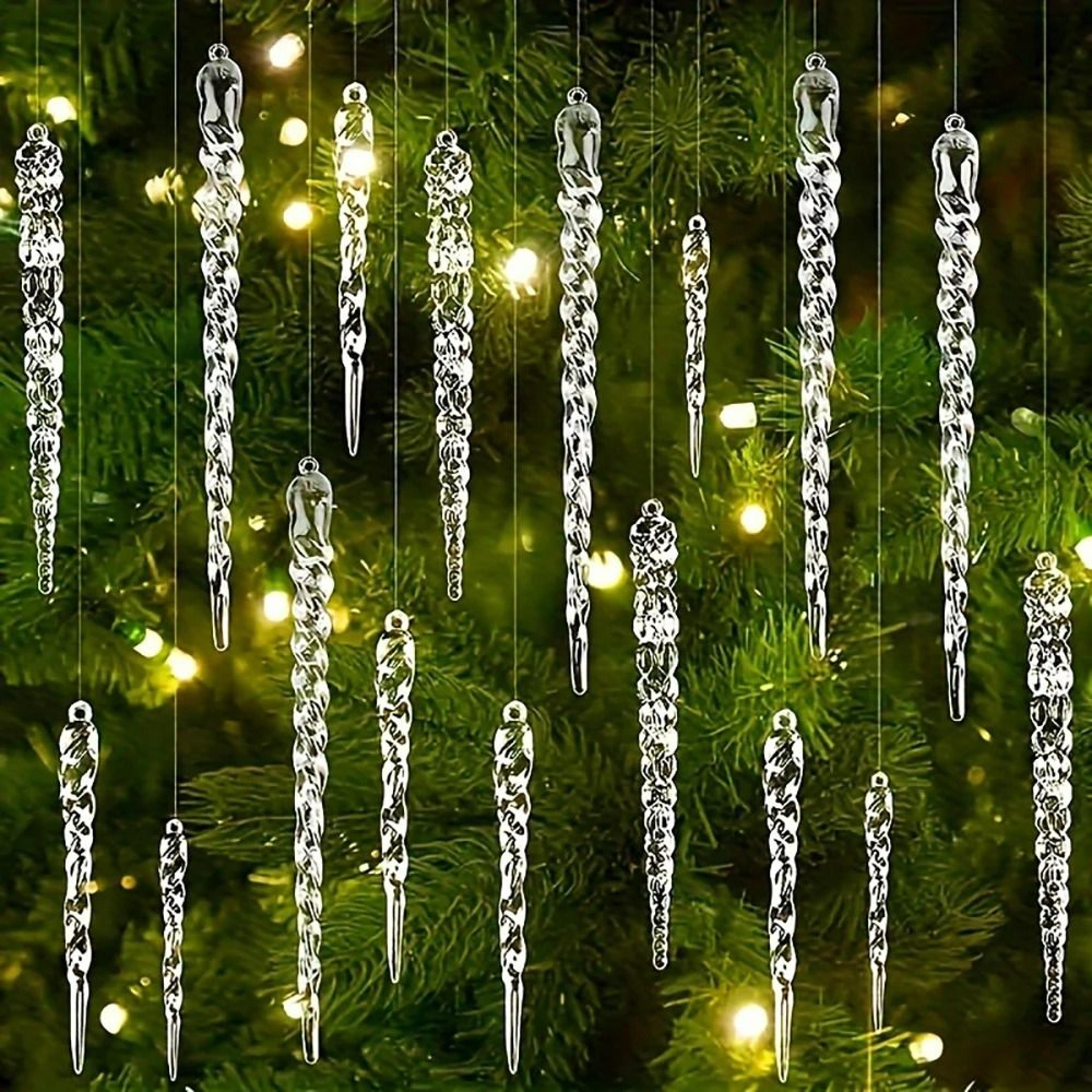 12-piece crystal clear christmas tree icicle ornaments