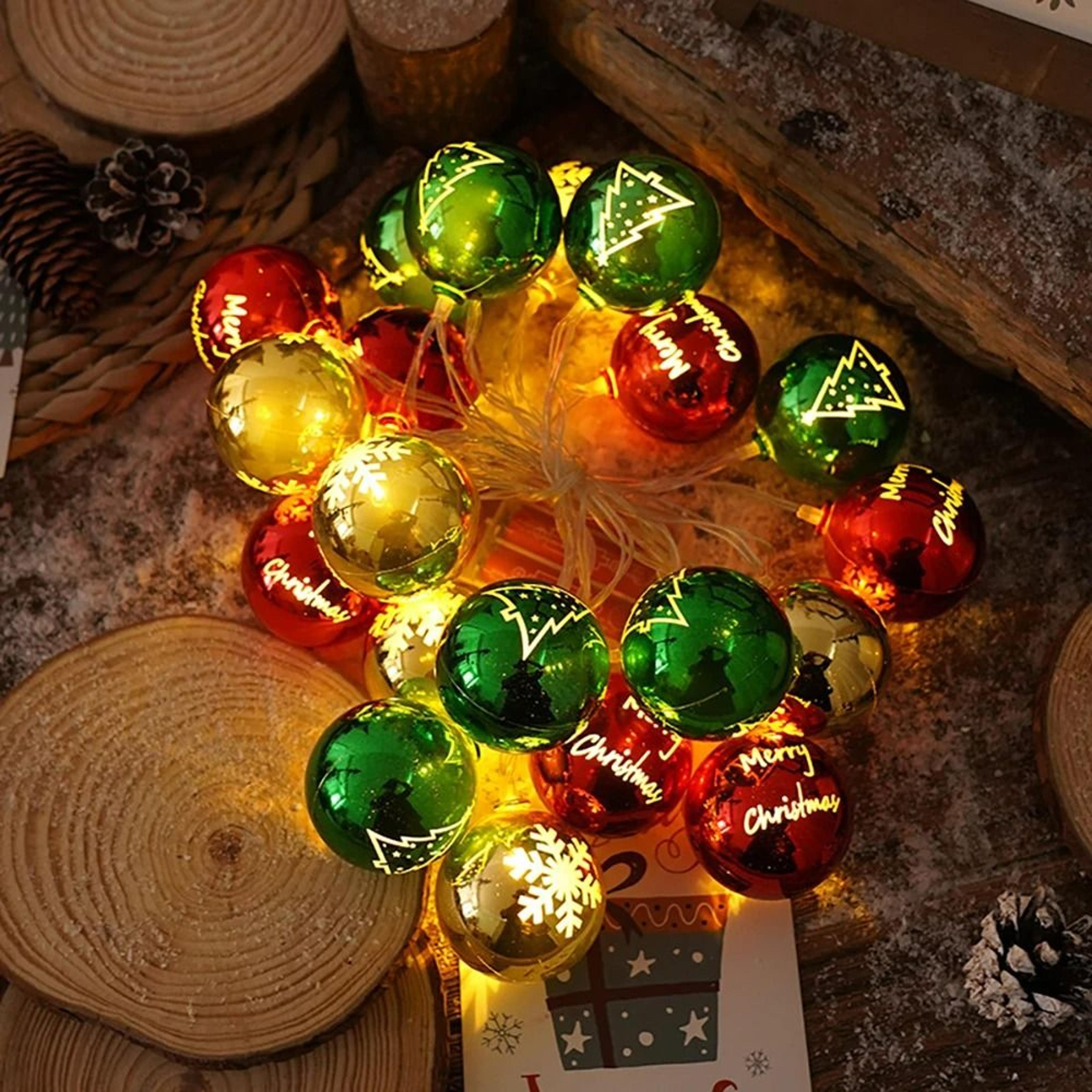 christmas ball & star led fairy light garland