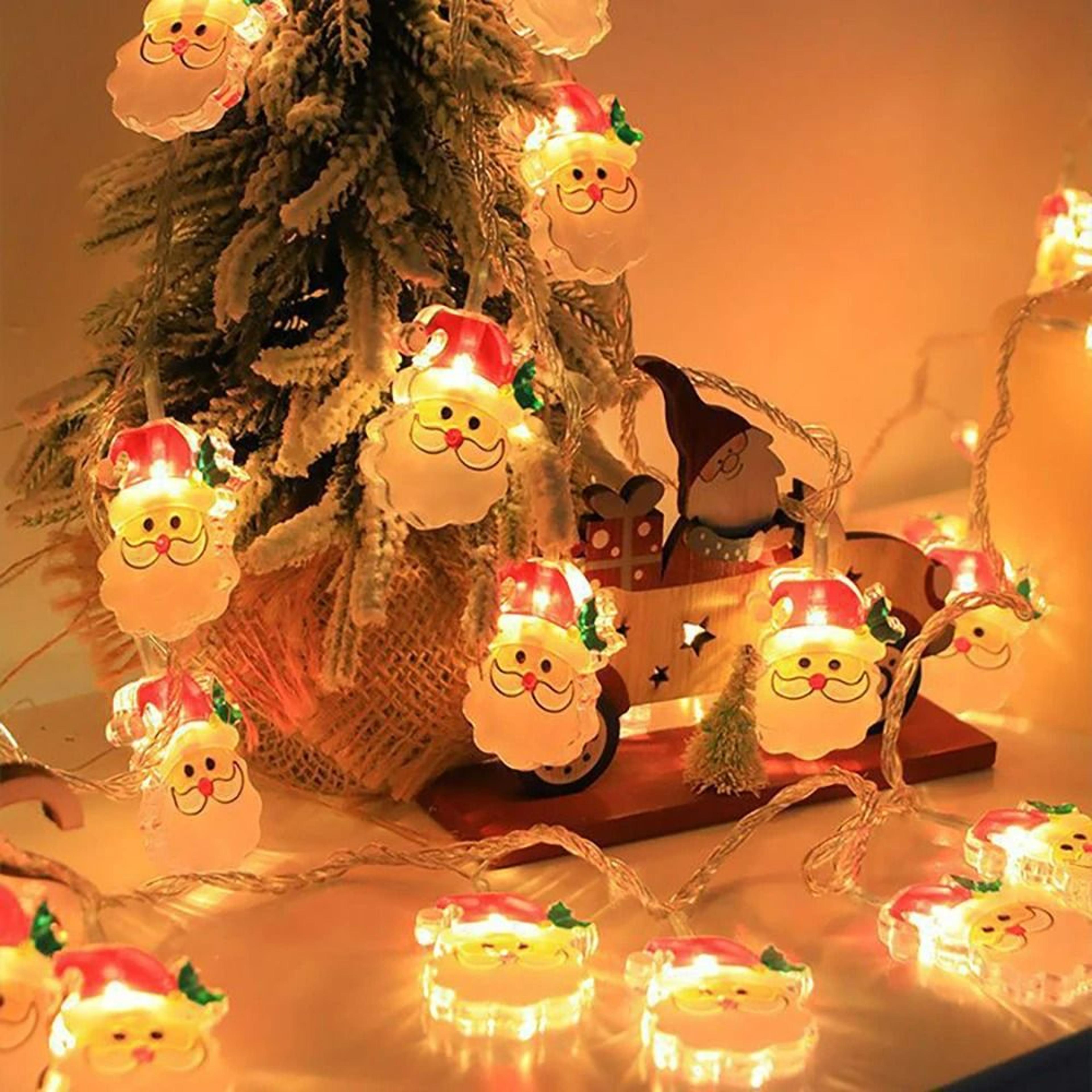 santa claus & snowman led fairy light garland