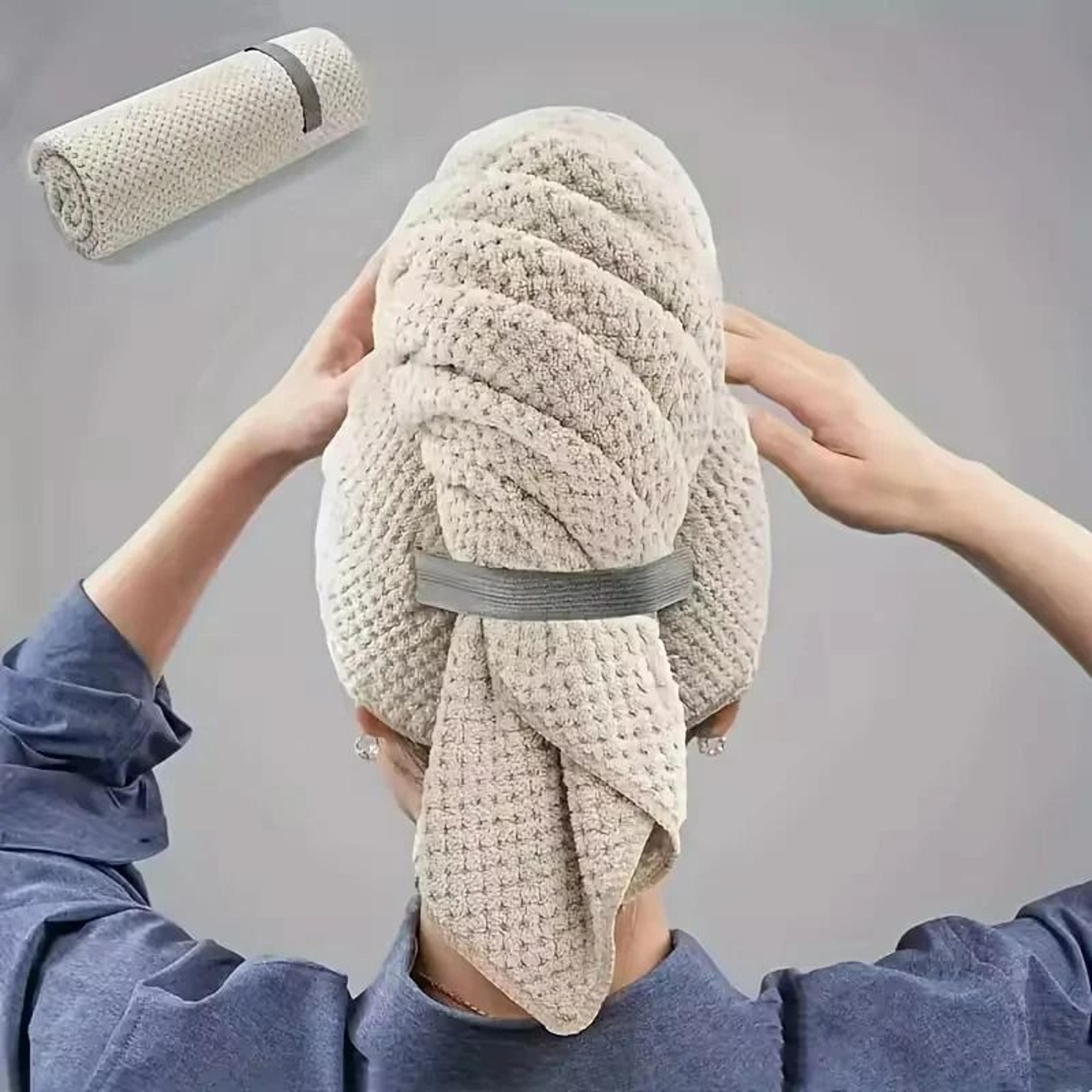 large microfiber hair drying towel wrap with elastic strap