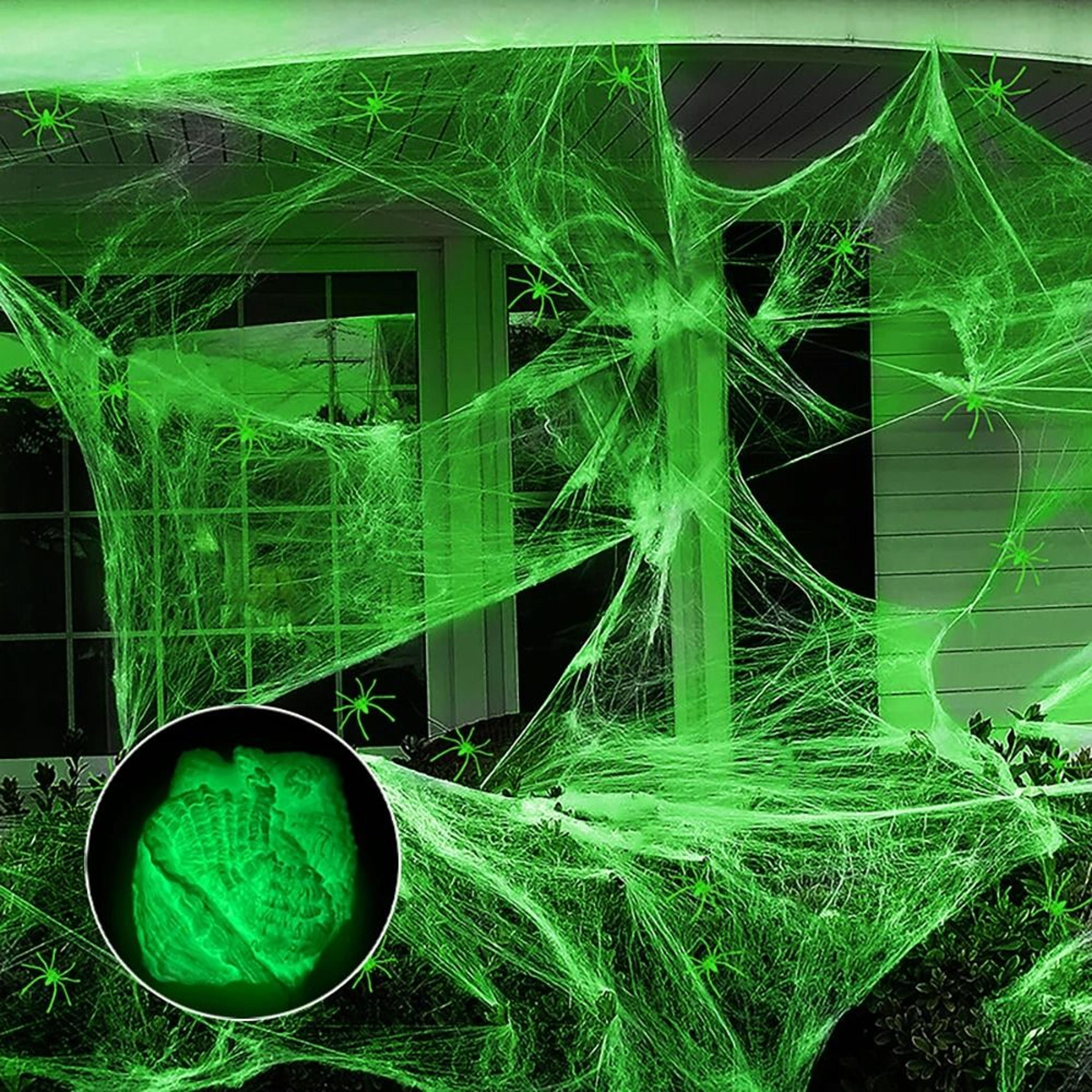 glow-in-the-dark fluorescent halloween spider web cobwebs