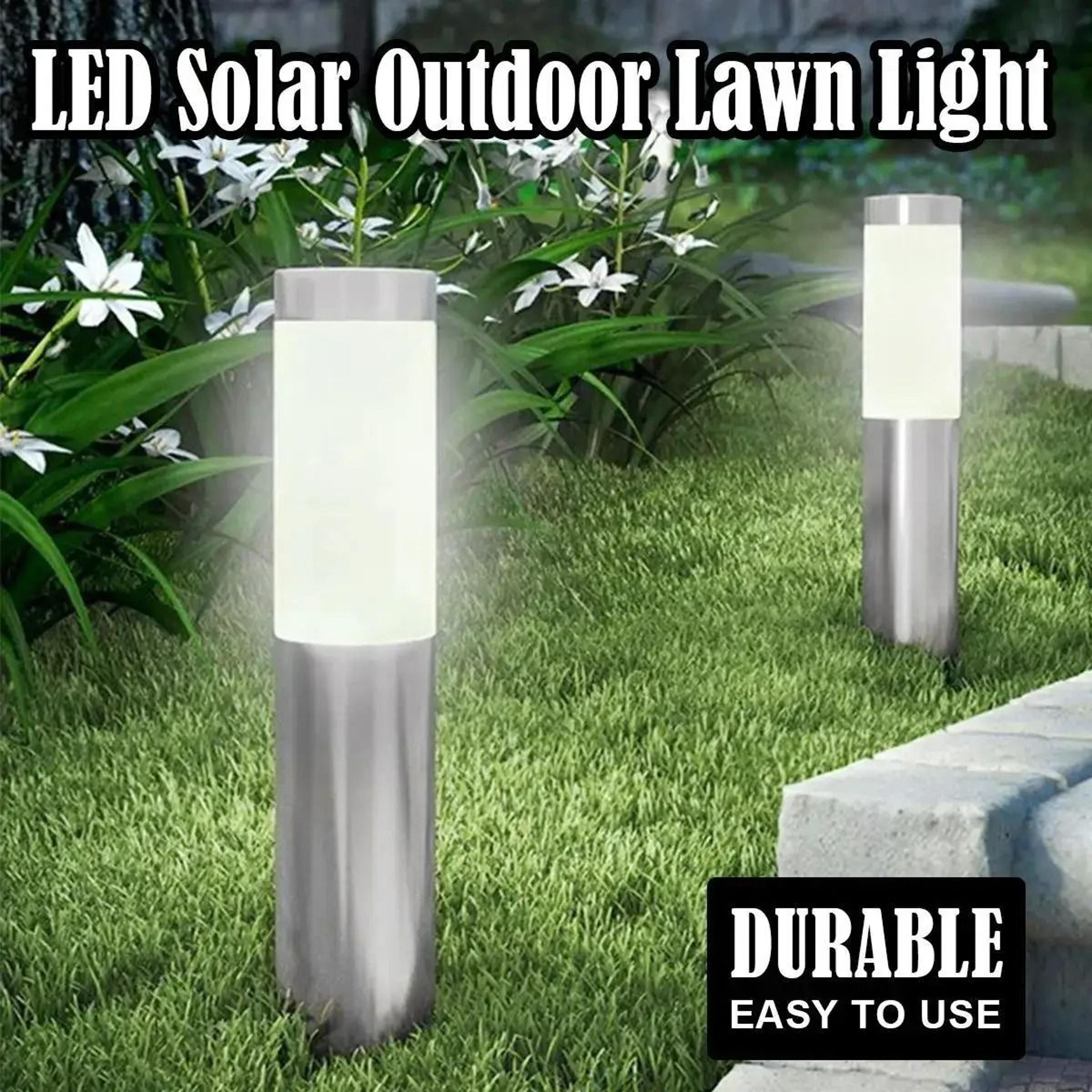 outdoor solar-powered cylindrical garden pathway light