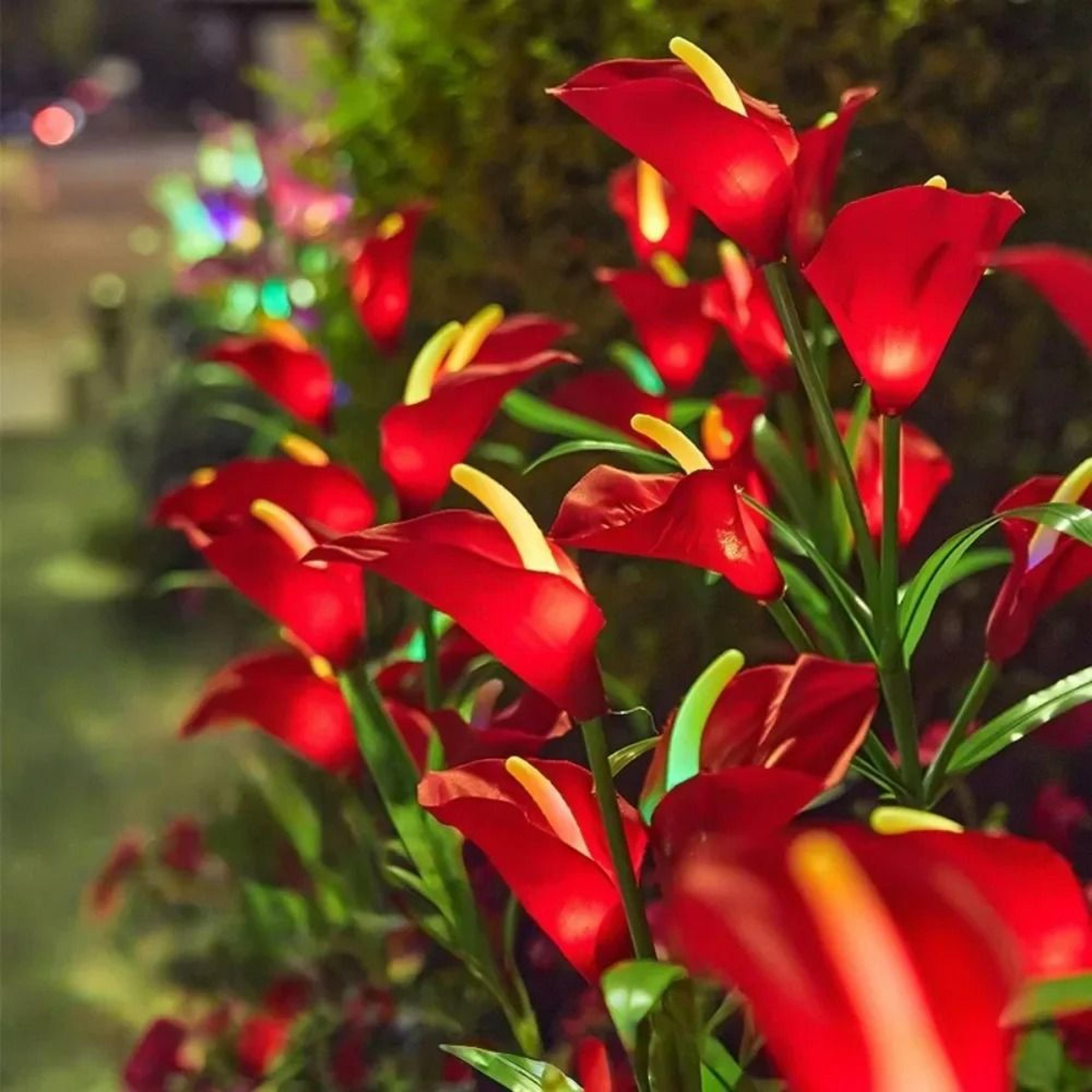 outdoor solar calla lily flower garden stake light