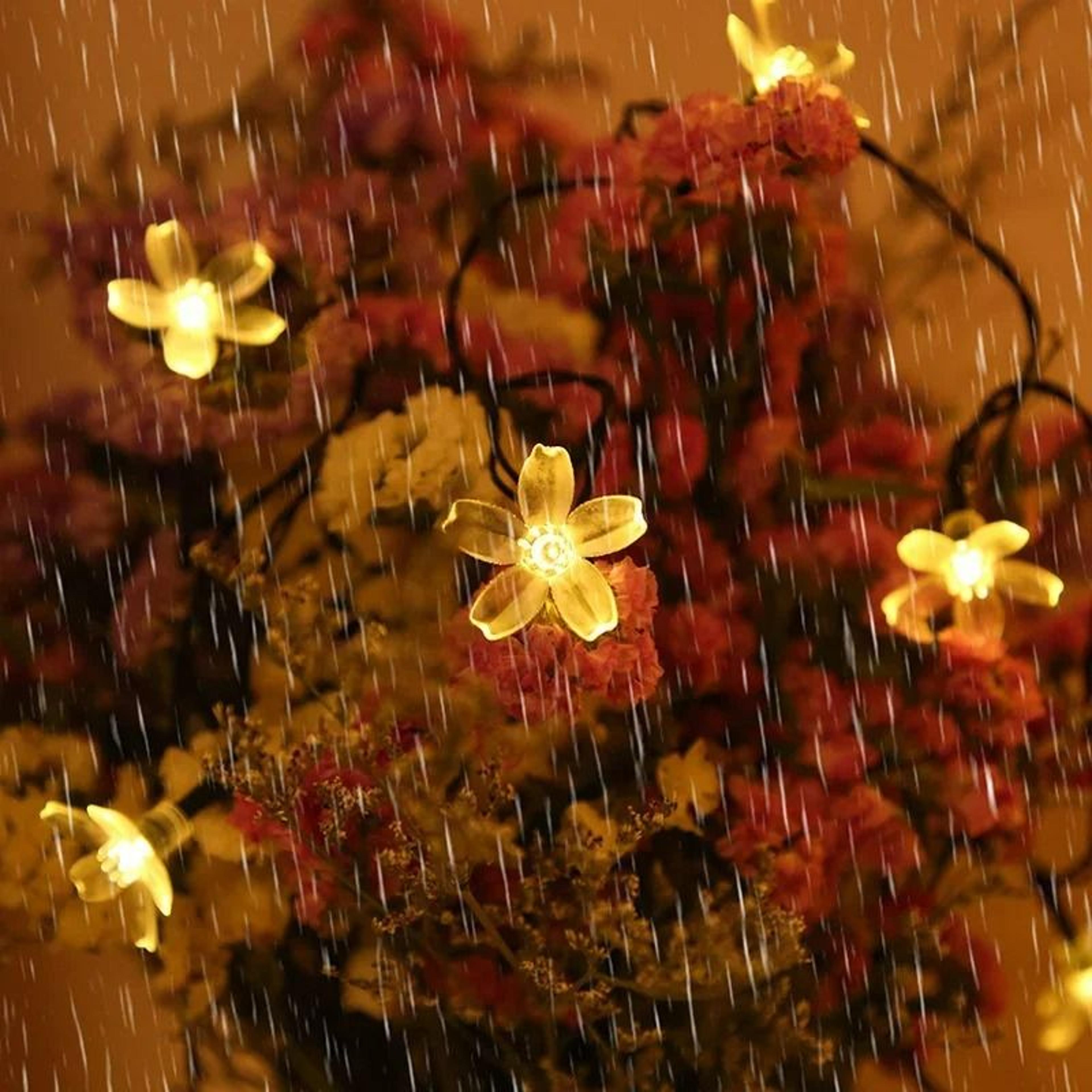 outdoor solar sakura & peach blossom fairy garland string lights