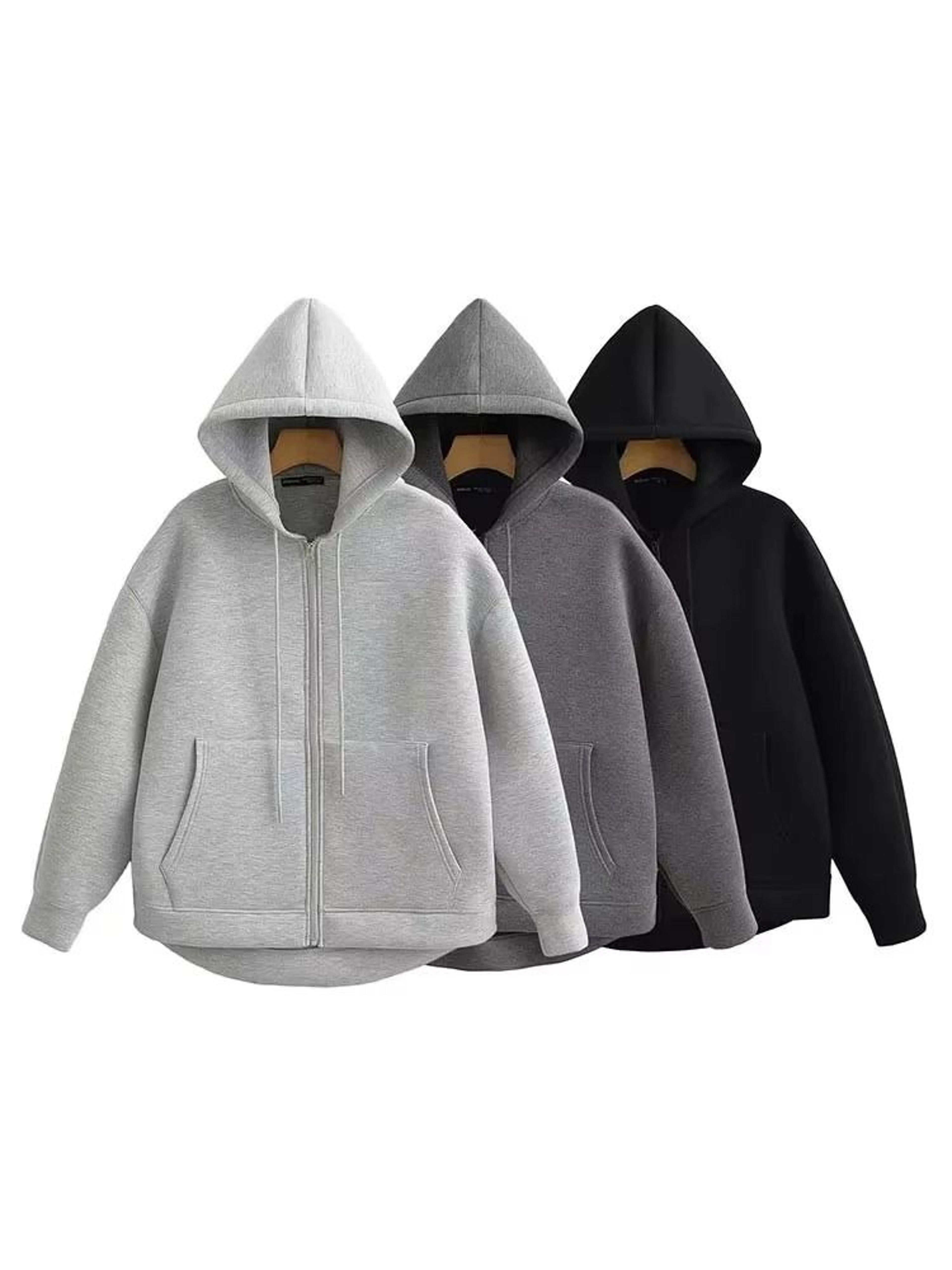 oversized double pocket full-zip hoodie jacket