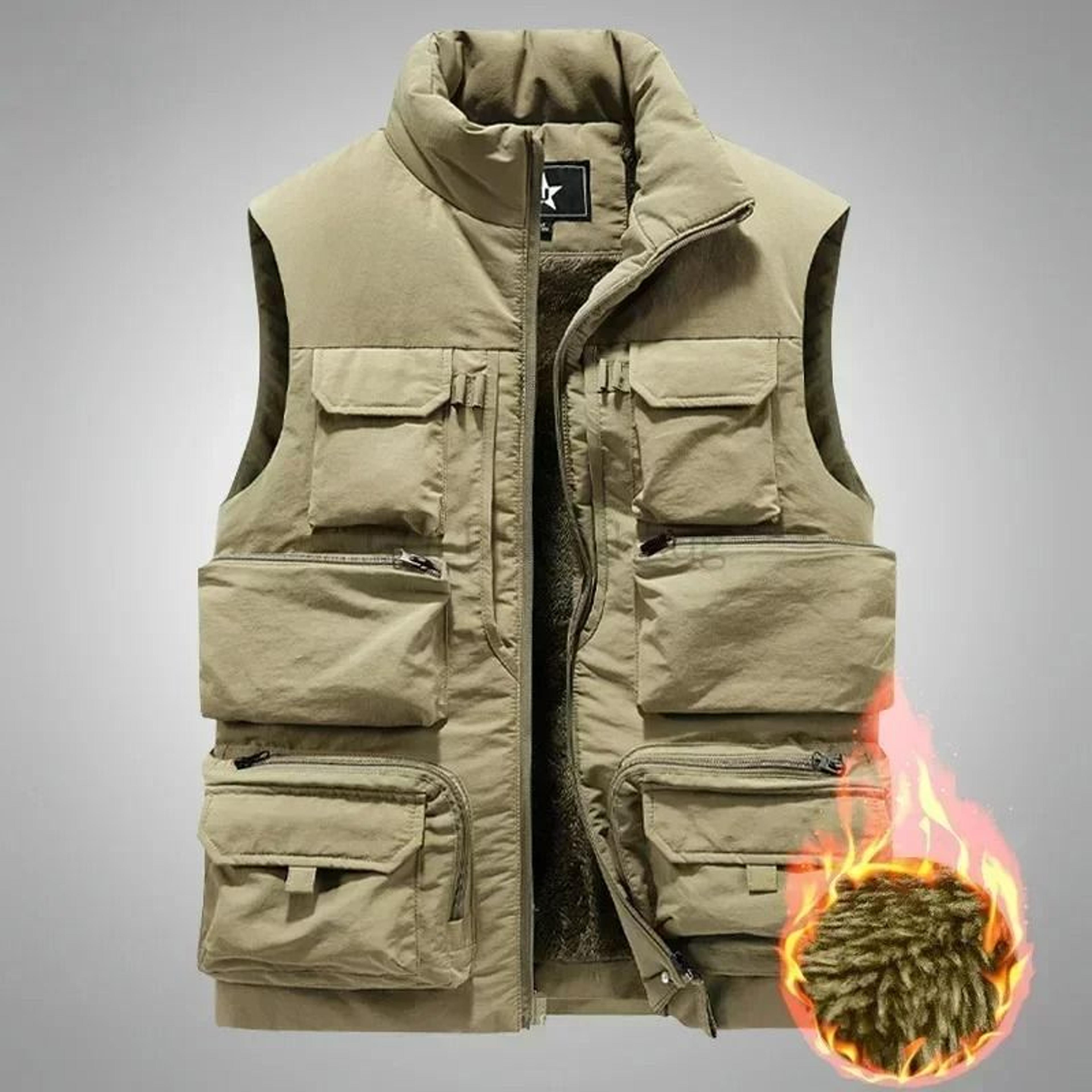 men's fleece-lined multi-pocket work vest