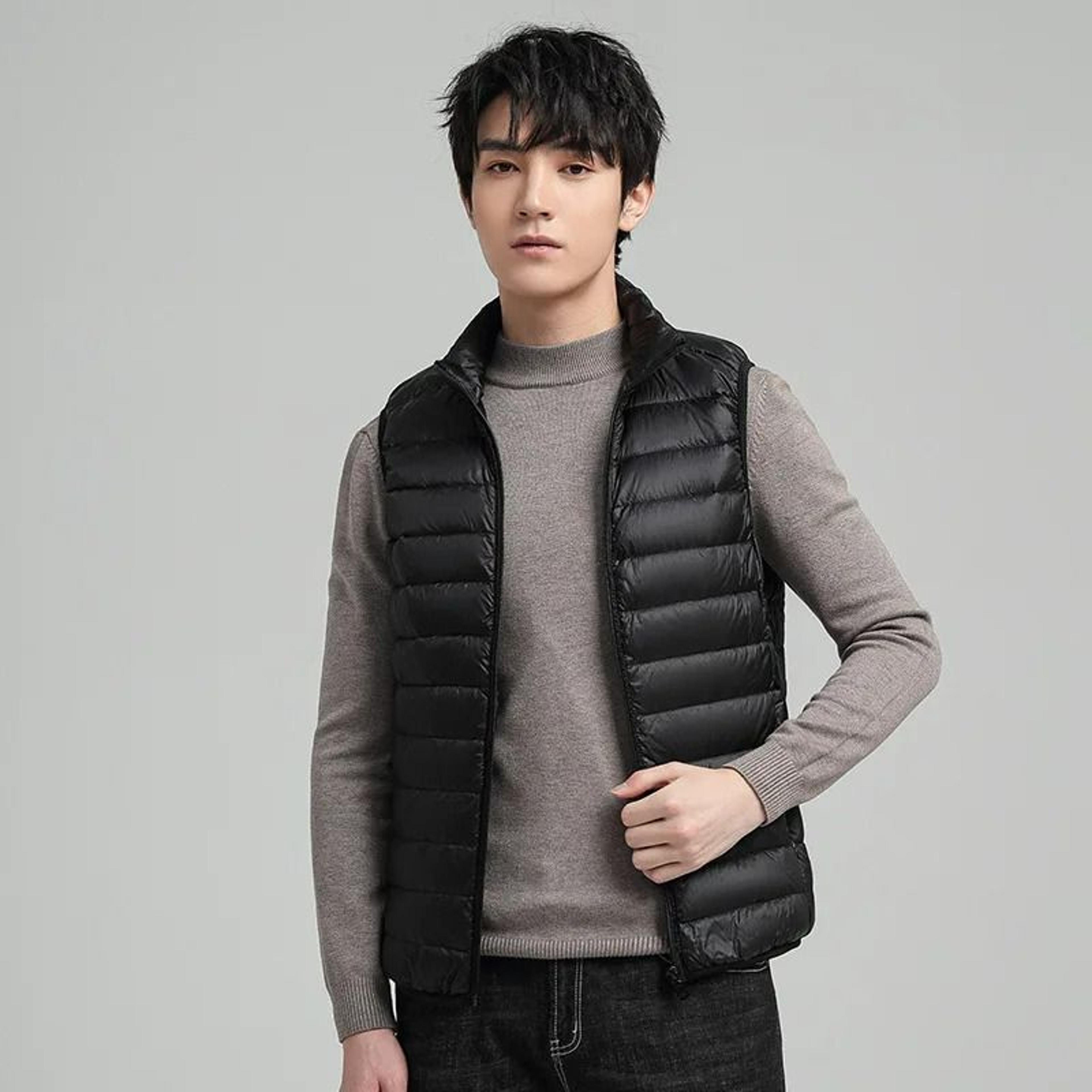 men's ultra-lightweight white duck down vest