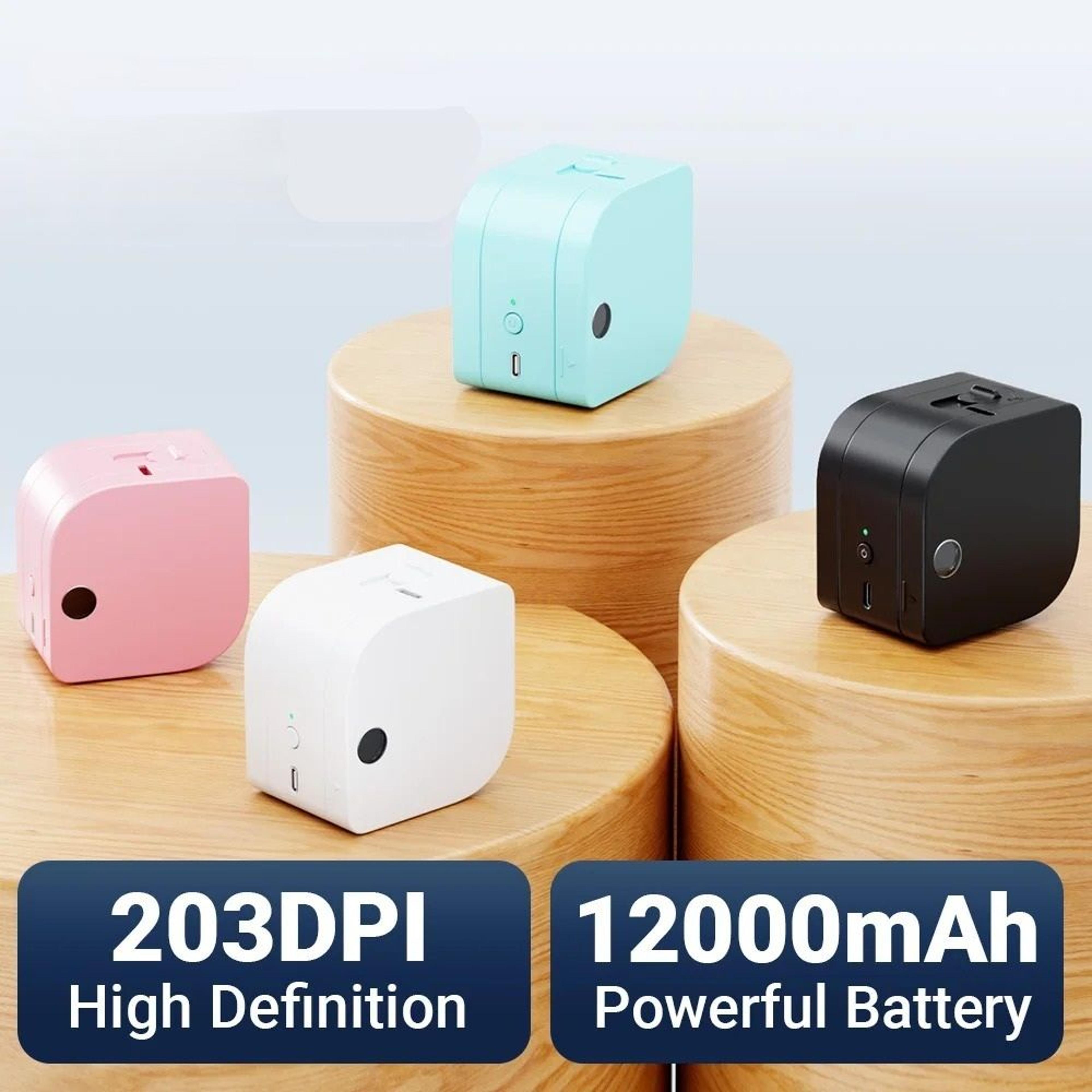 wireless bluetooth mini label printer with tape roll