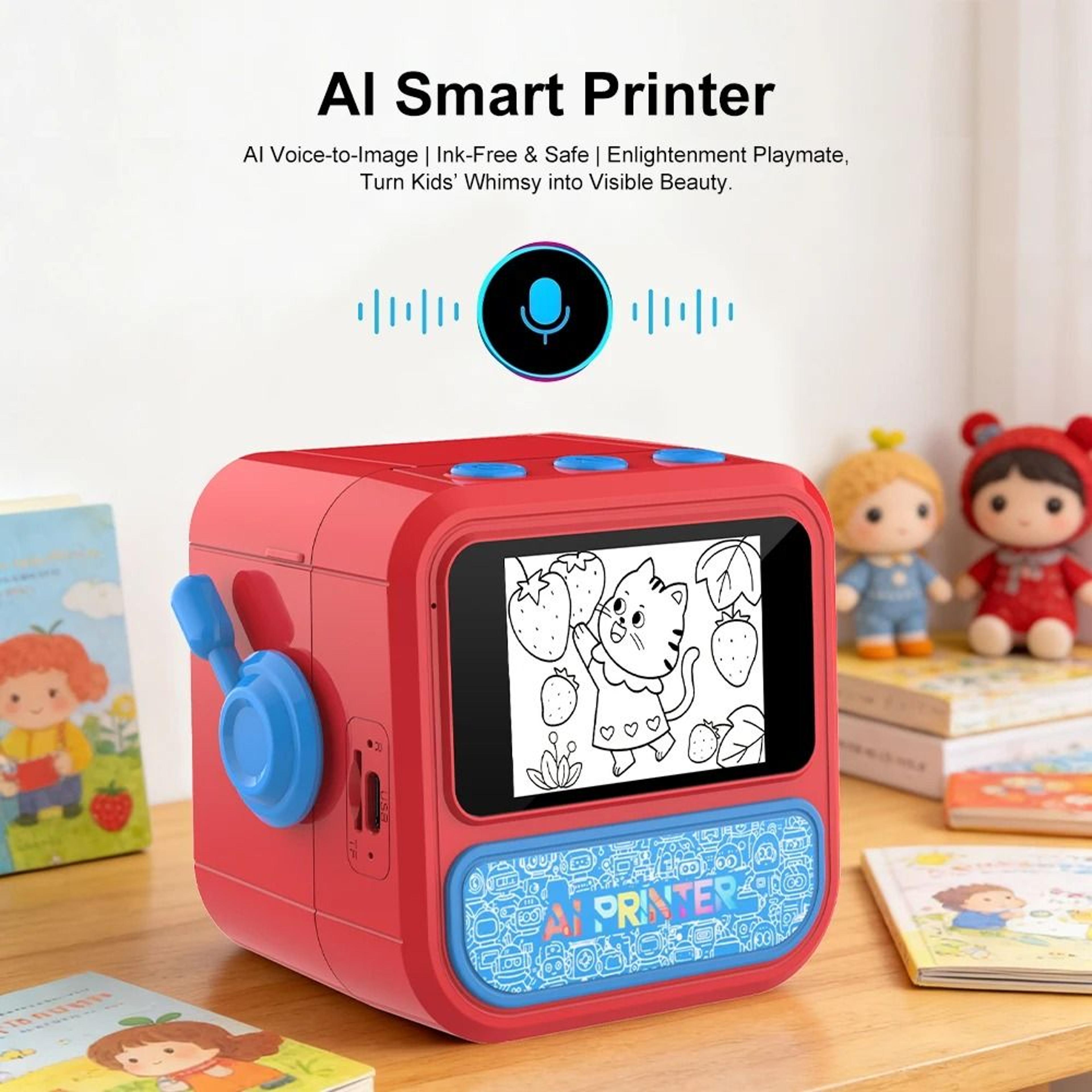 smart ai voice mini thermal printer with lcd display