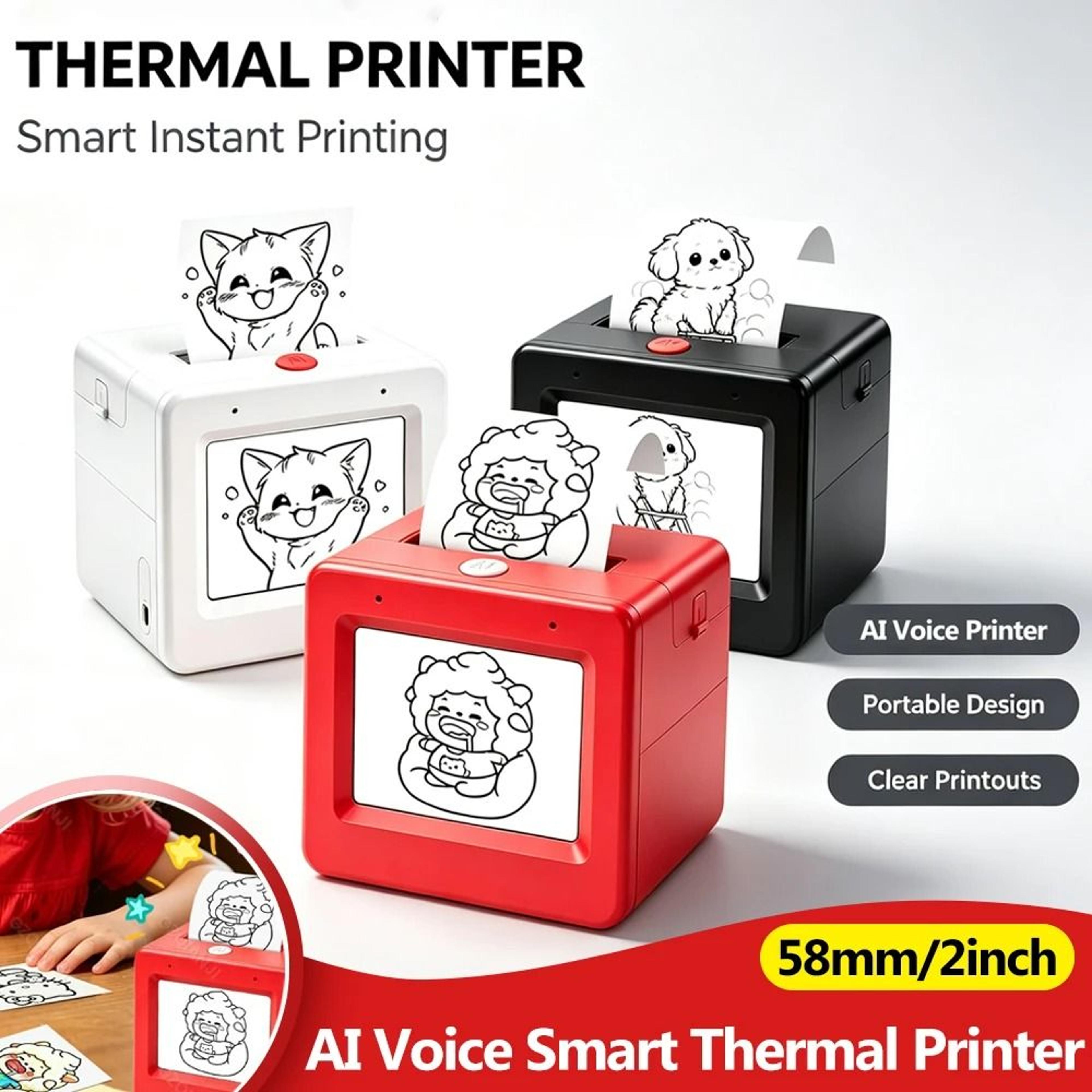 smart ai voice & screen thermal printer for kids