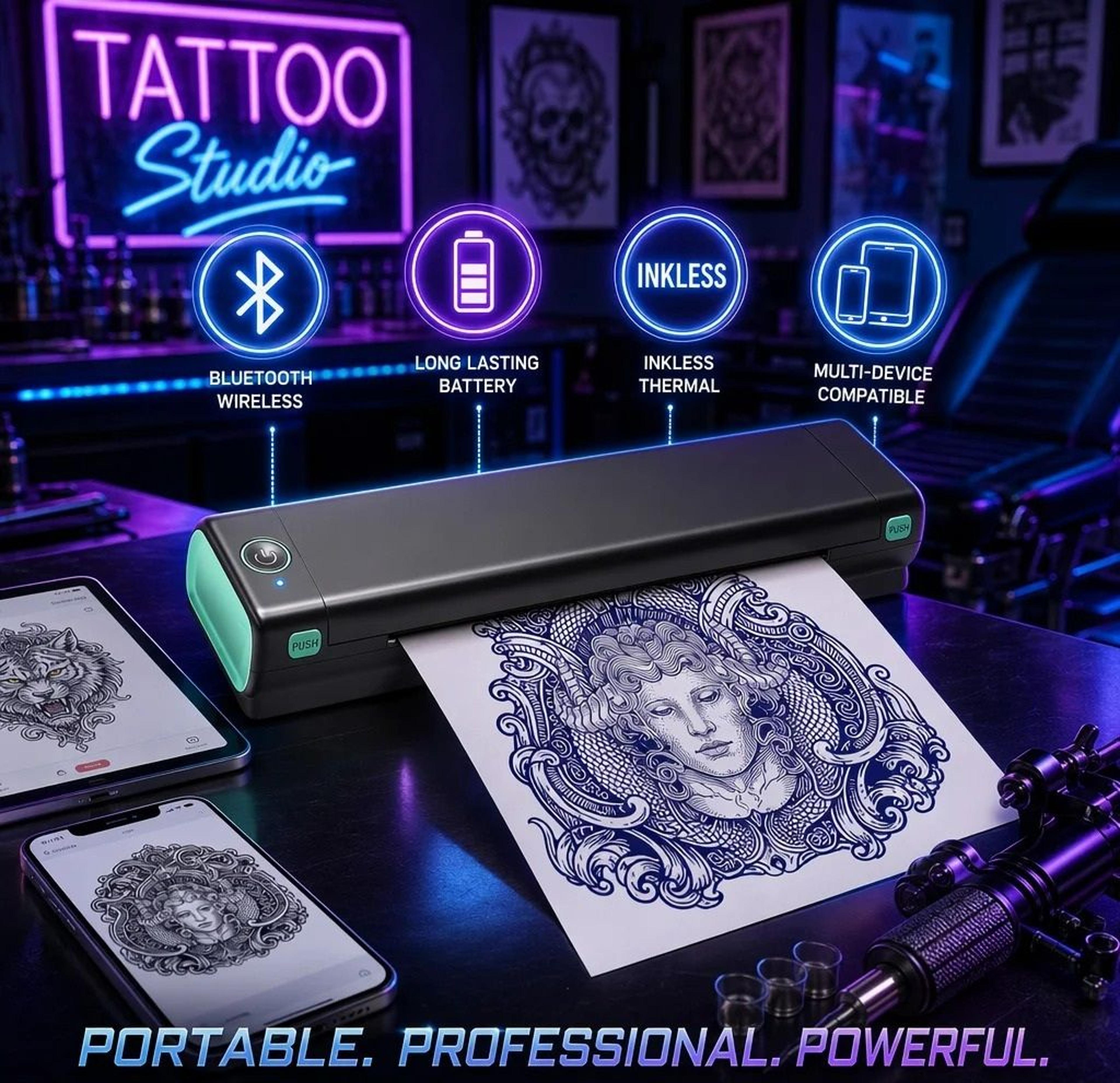 portable a4 wireless thermal tattoo stencil printer