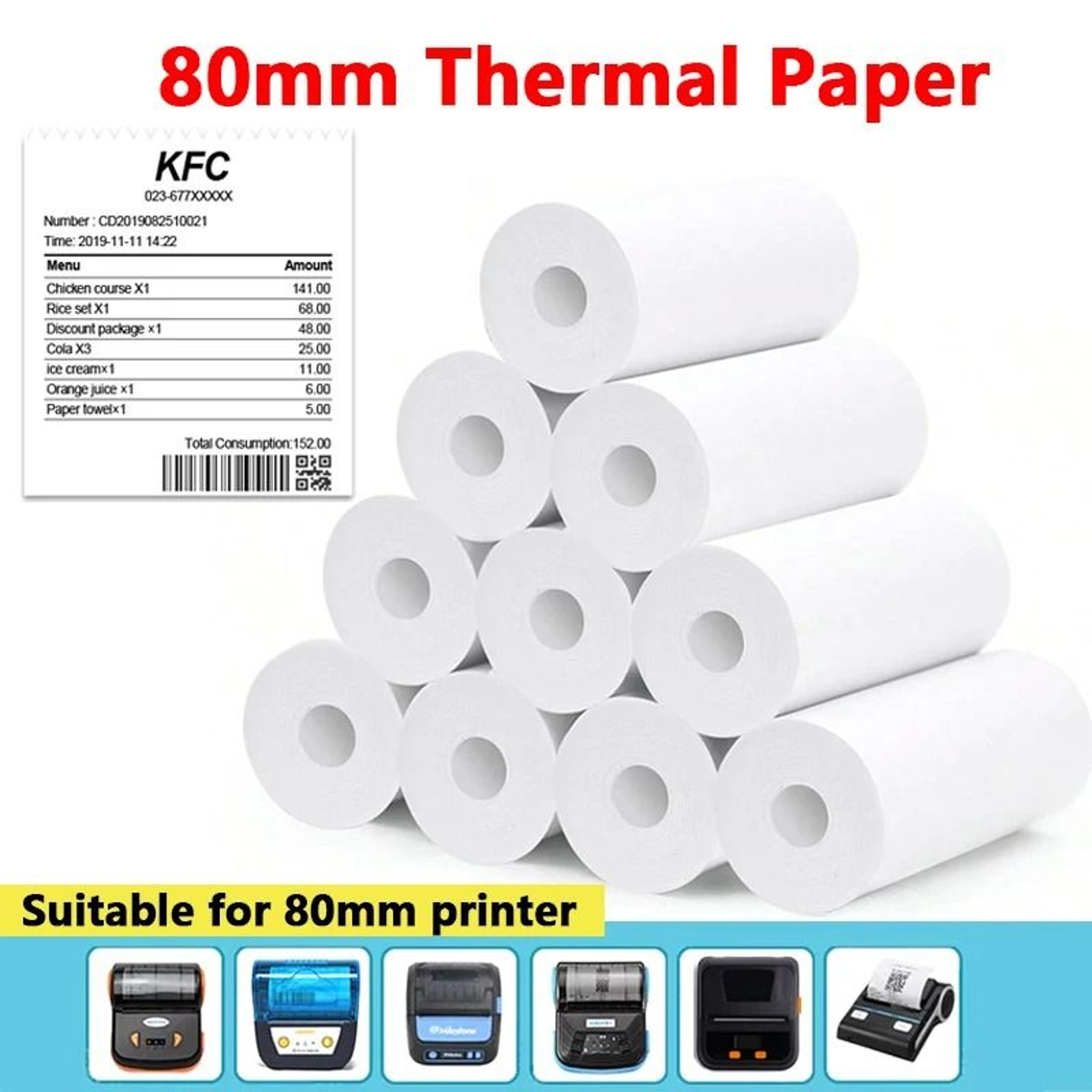 thermal receipt paper rolls (80x30mm / compact core format)