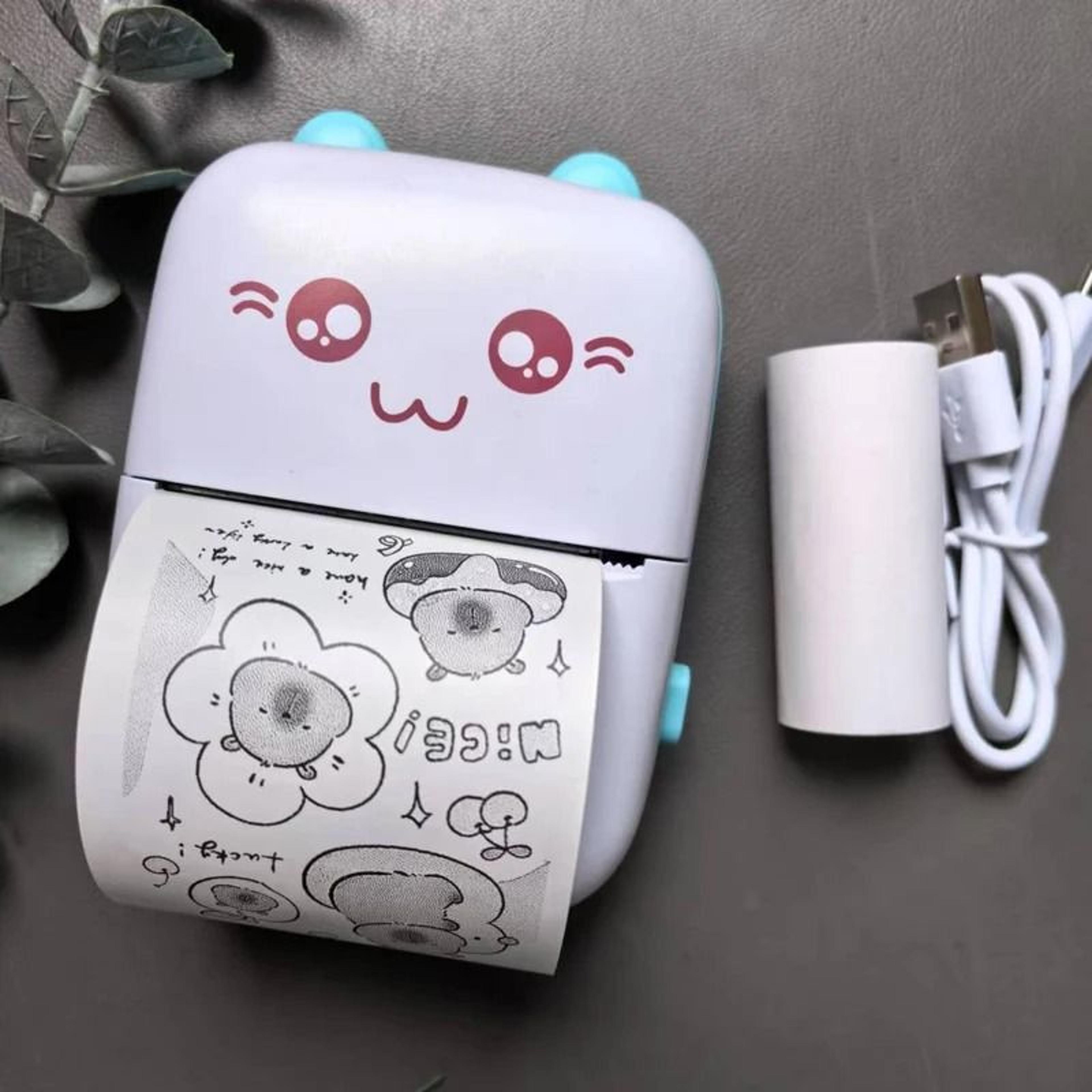 mini portable wireless bluetooth thermal pocket printer (cat/bear design)