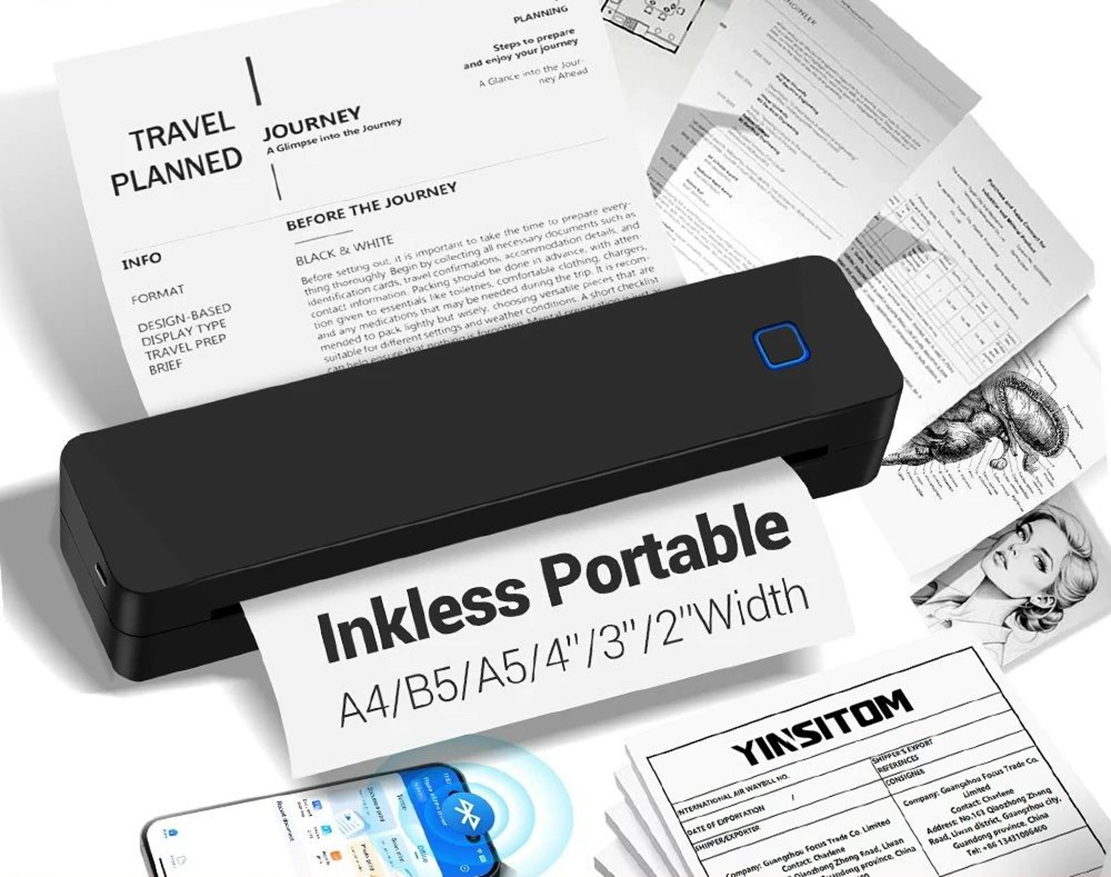 mini portable a4 thermal printer with bluetooth