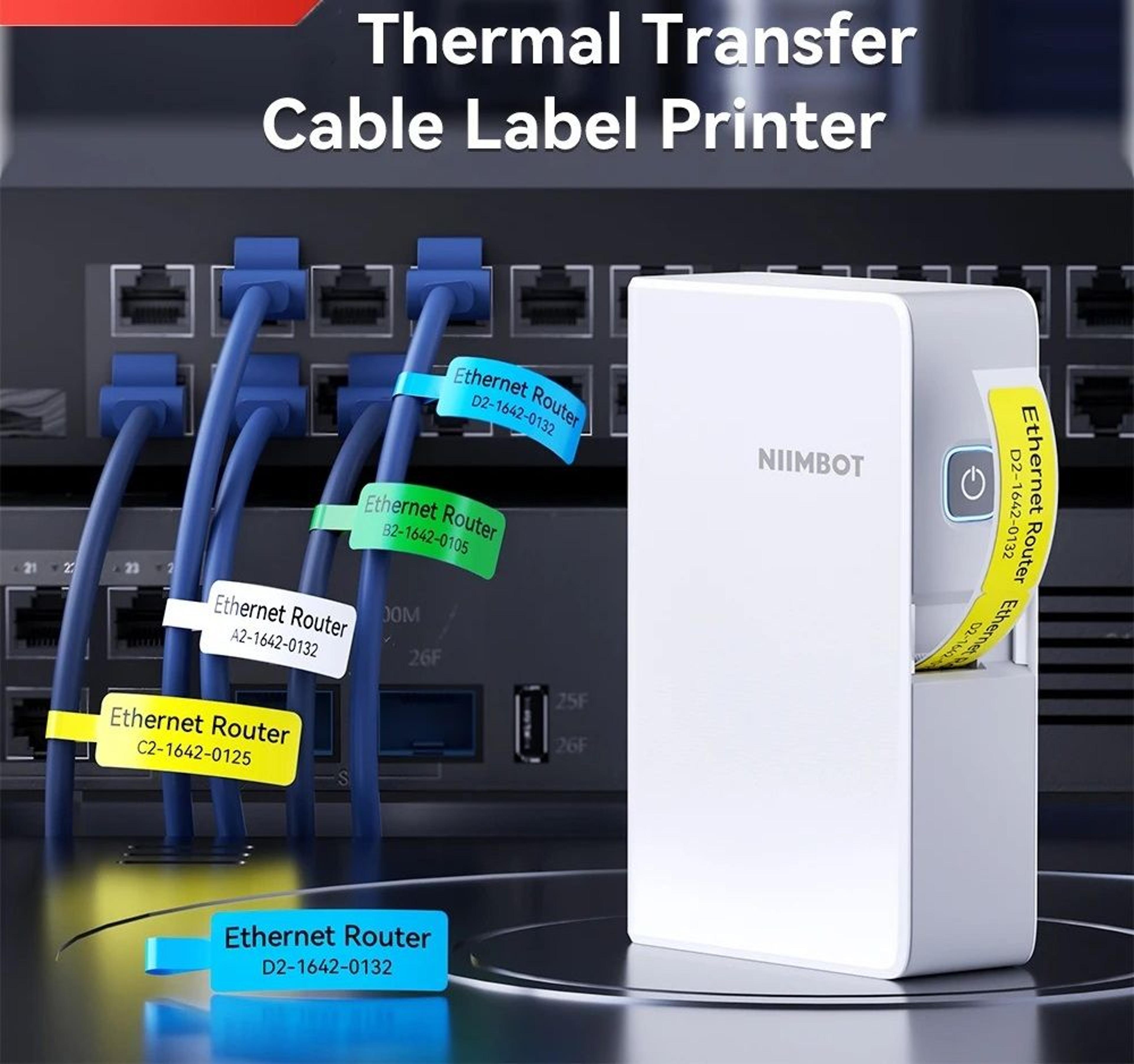 wireless thermal transfer label printer for cable & wire management
