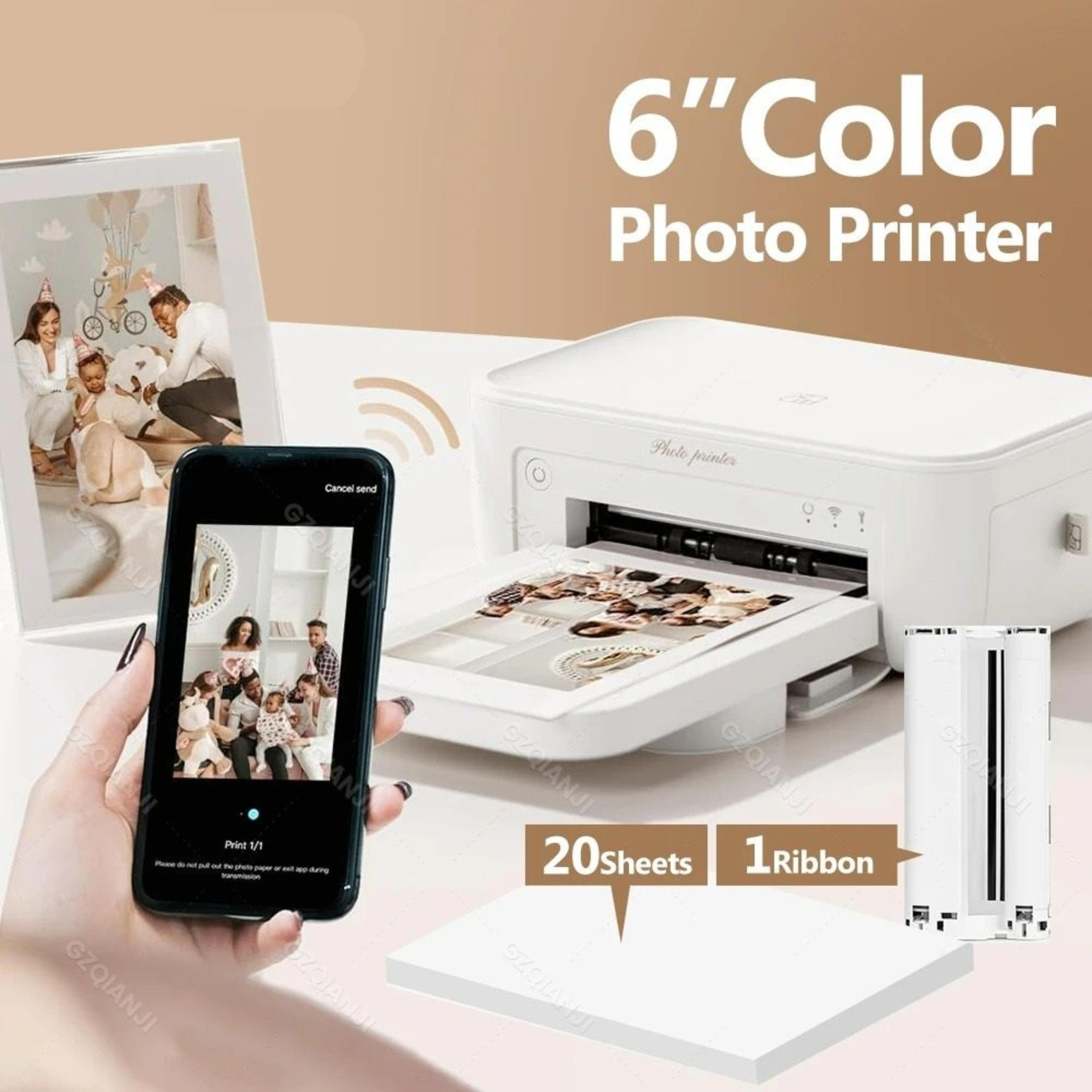 compact wireless 4x6 color photo printer dye-sublimation thermal transfer