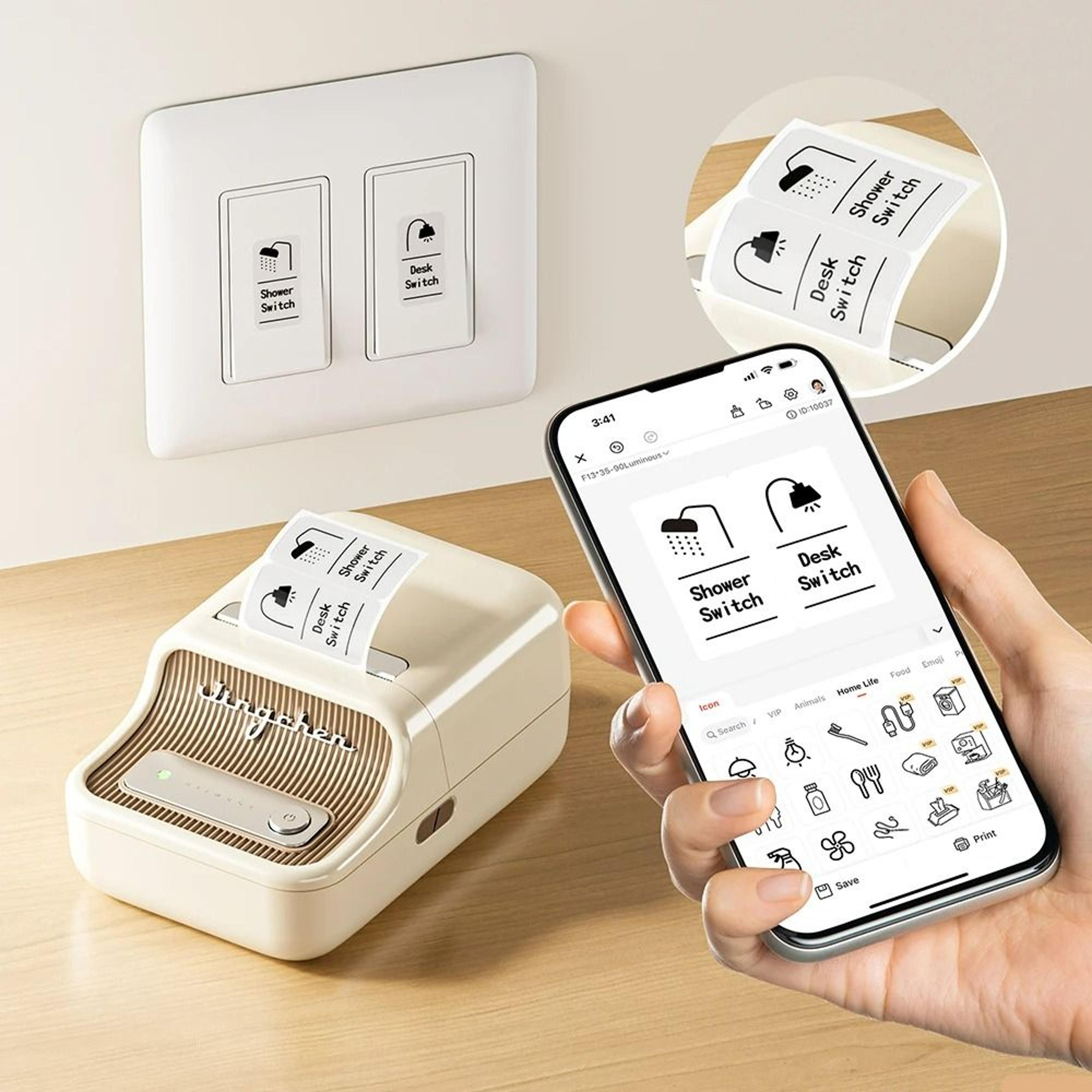 portable 203 dpi wireless bluetooth thermal label printer