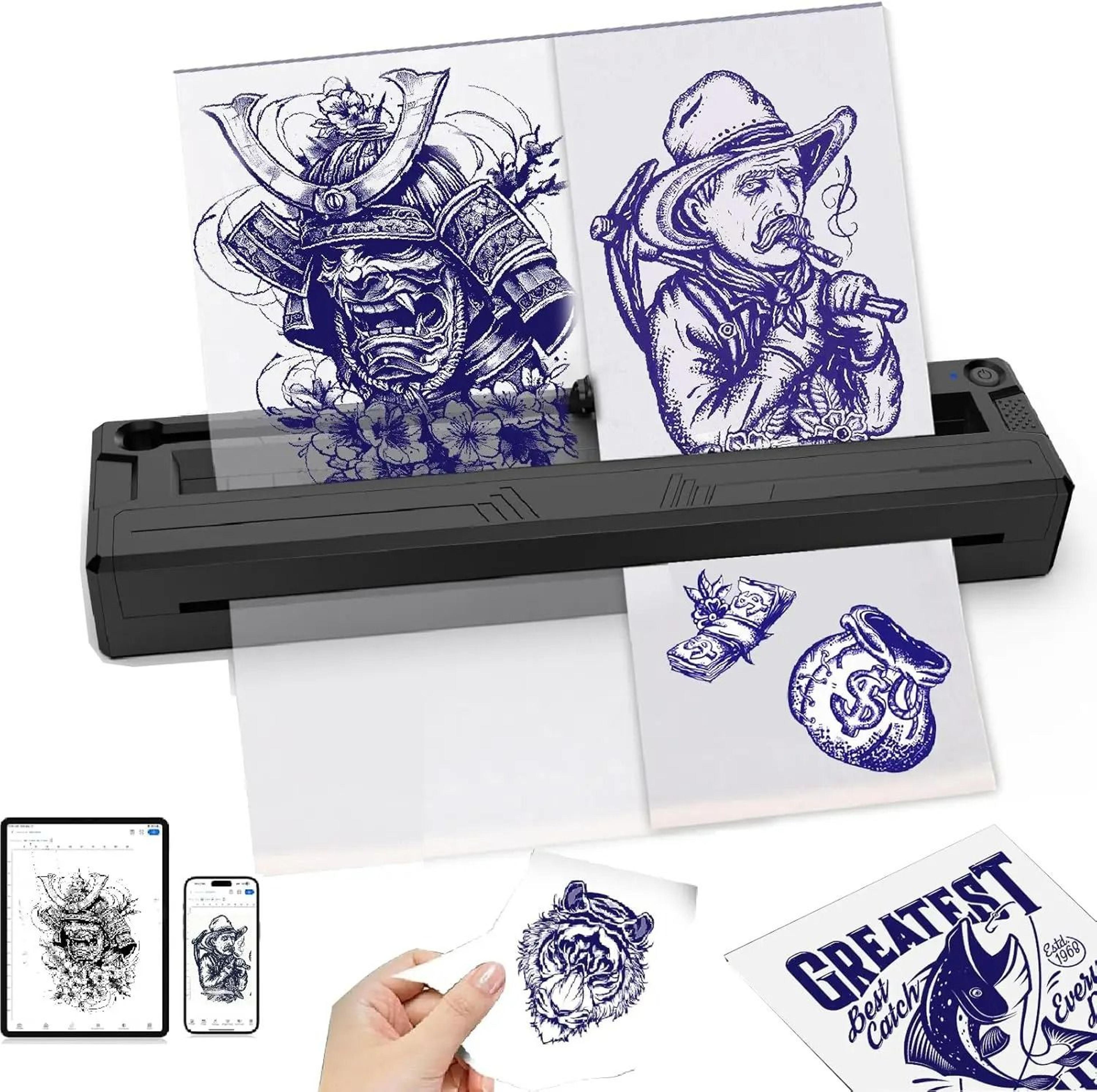 wireless portable thermal tattoo stencil printer for ios & android
