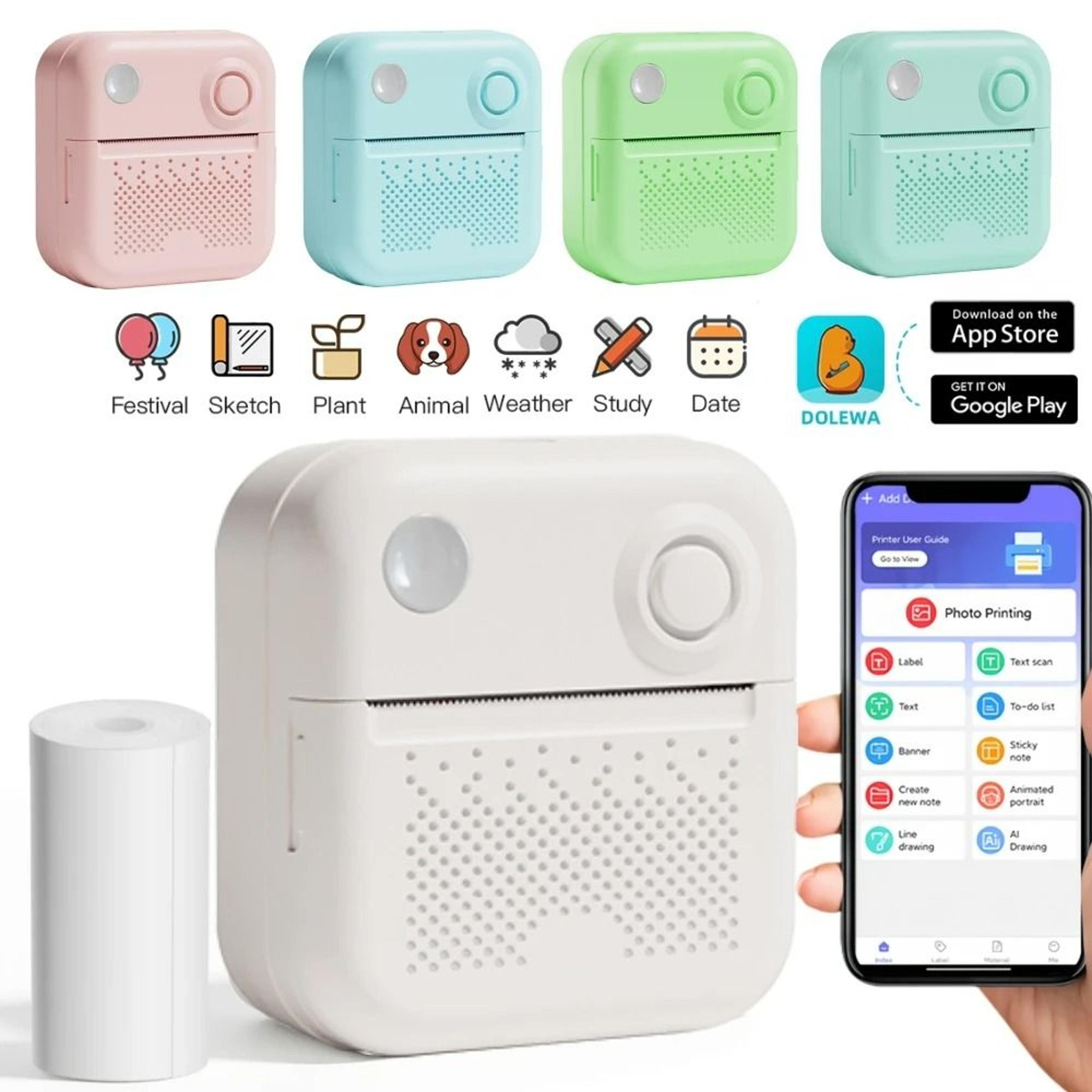 d3 portable mini thermal printer for error notes & photo stickers