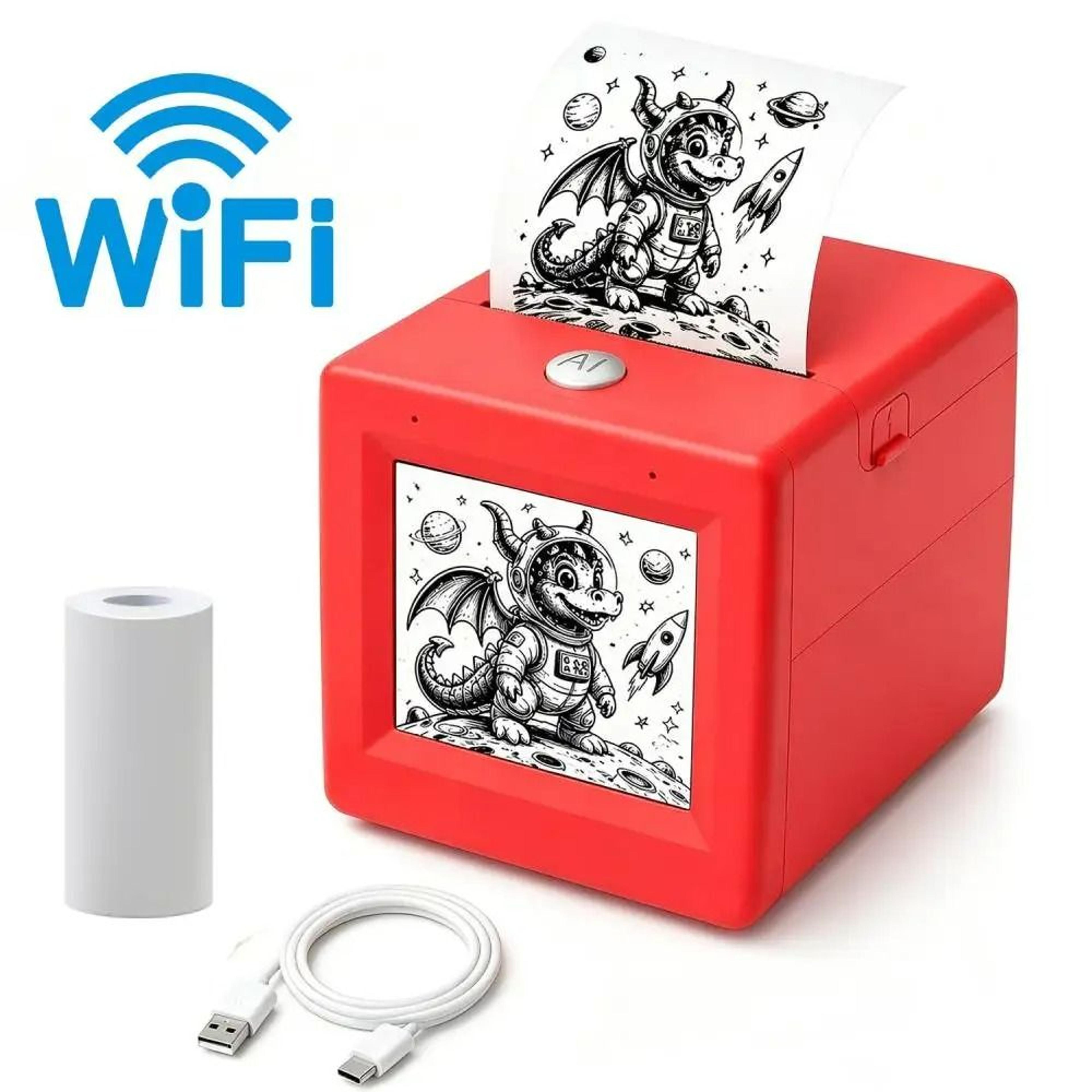 ai voice-powered kids thermal sticker printer & magic drawing box