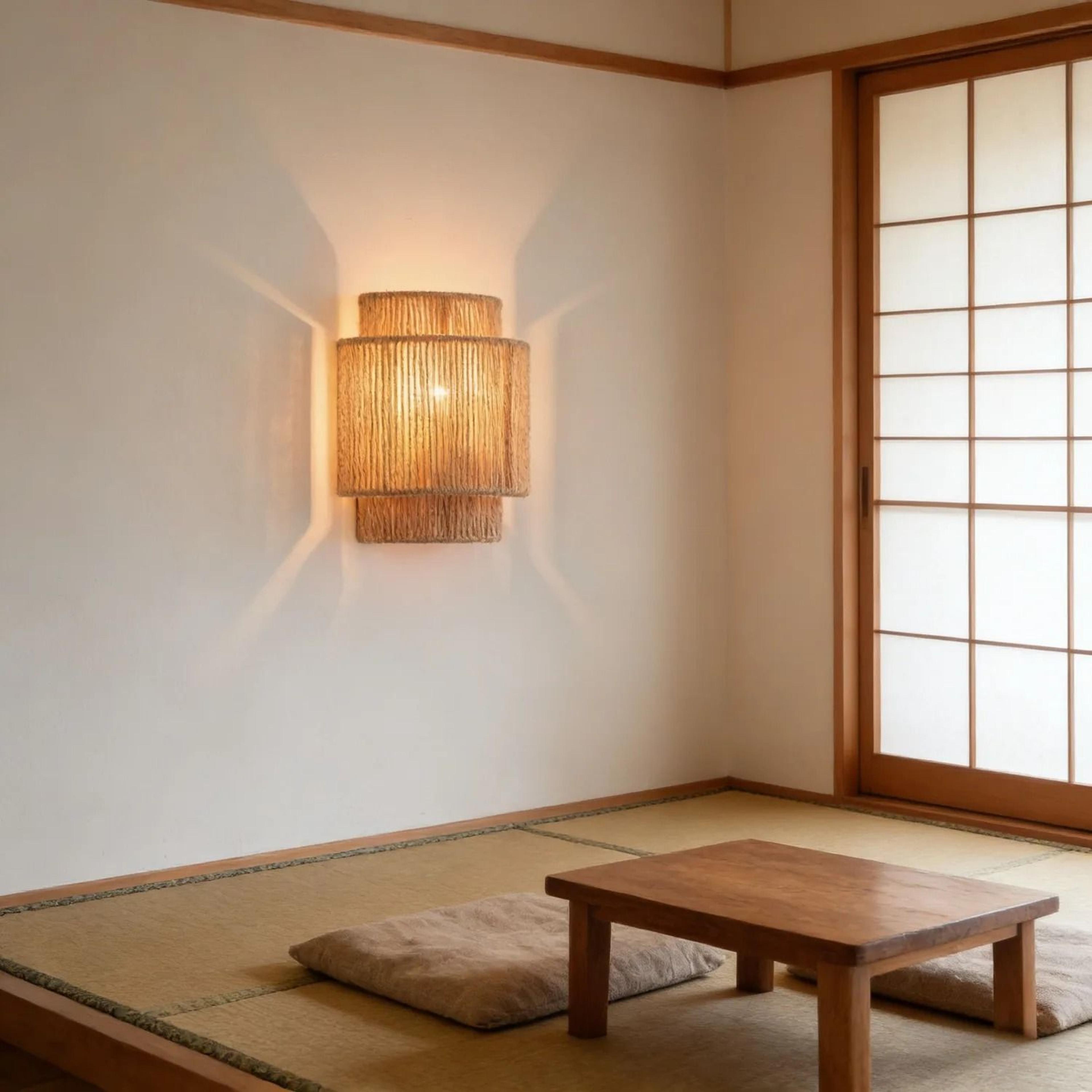 rustic rattan wall sconce light