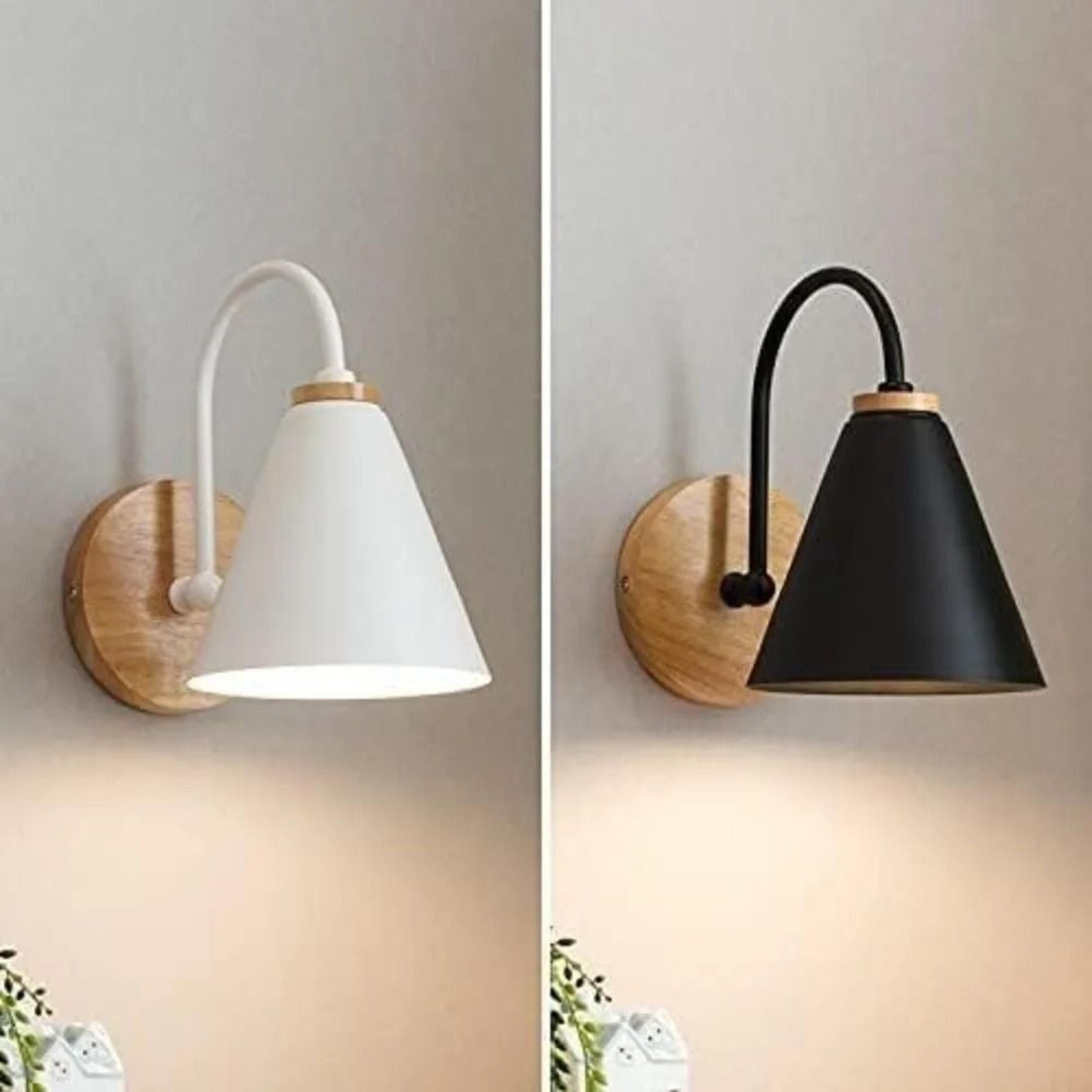 wooden & iron wall sconce light (e27 base)