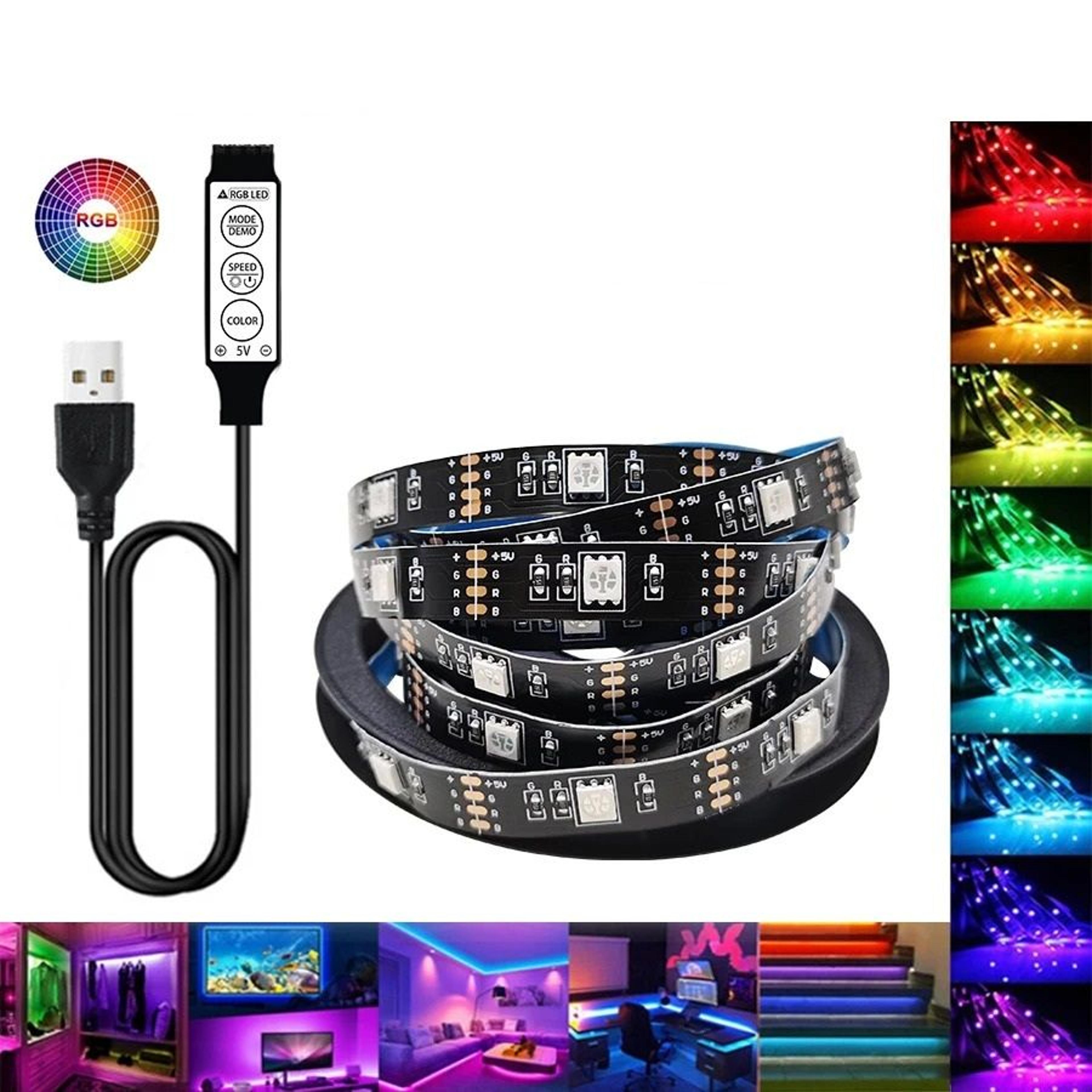 flexible 5050 usb rgb led strip light with 3-key controller