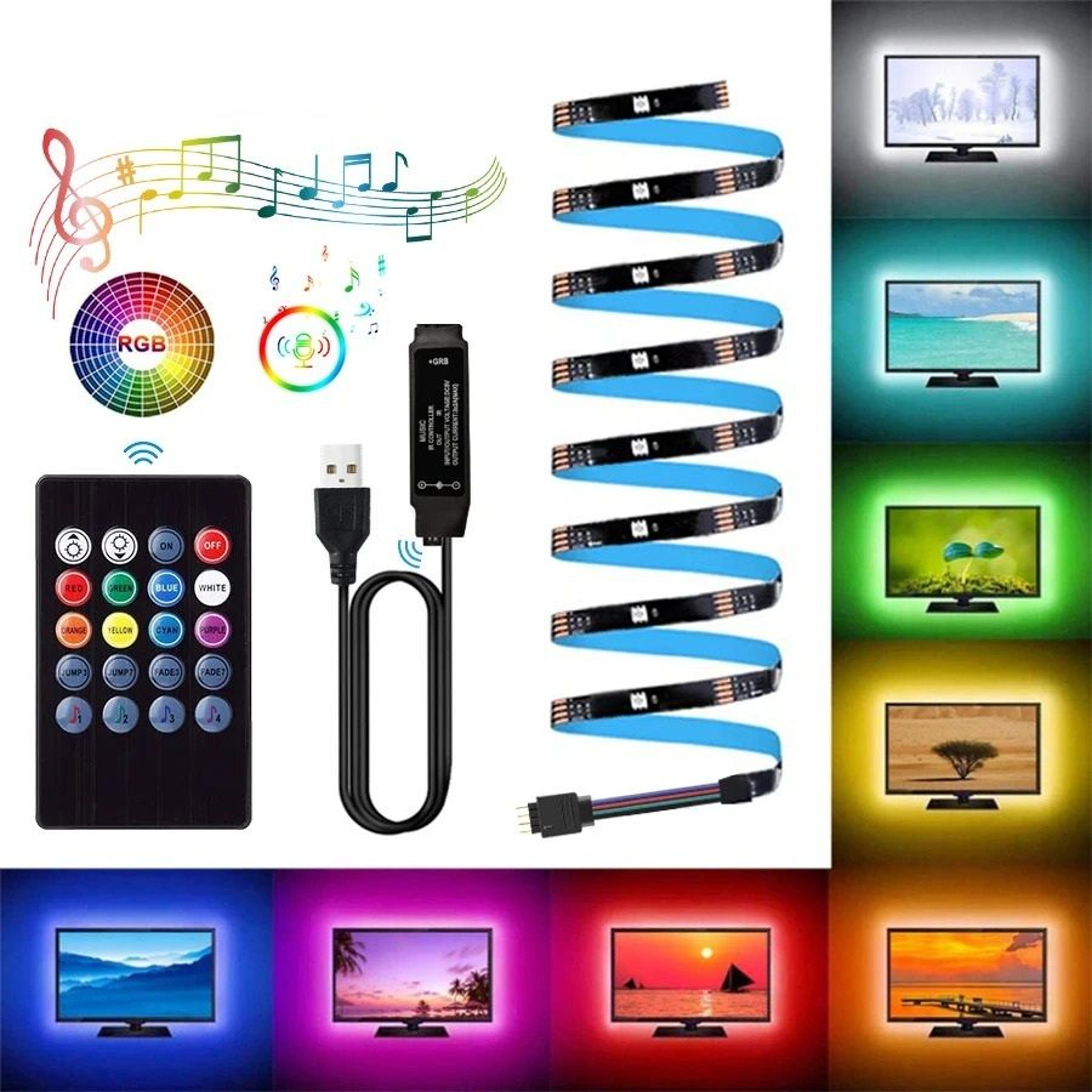 flexible 5050 usb rgb led strip light with sound sensor