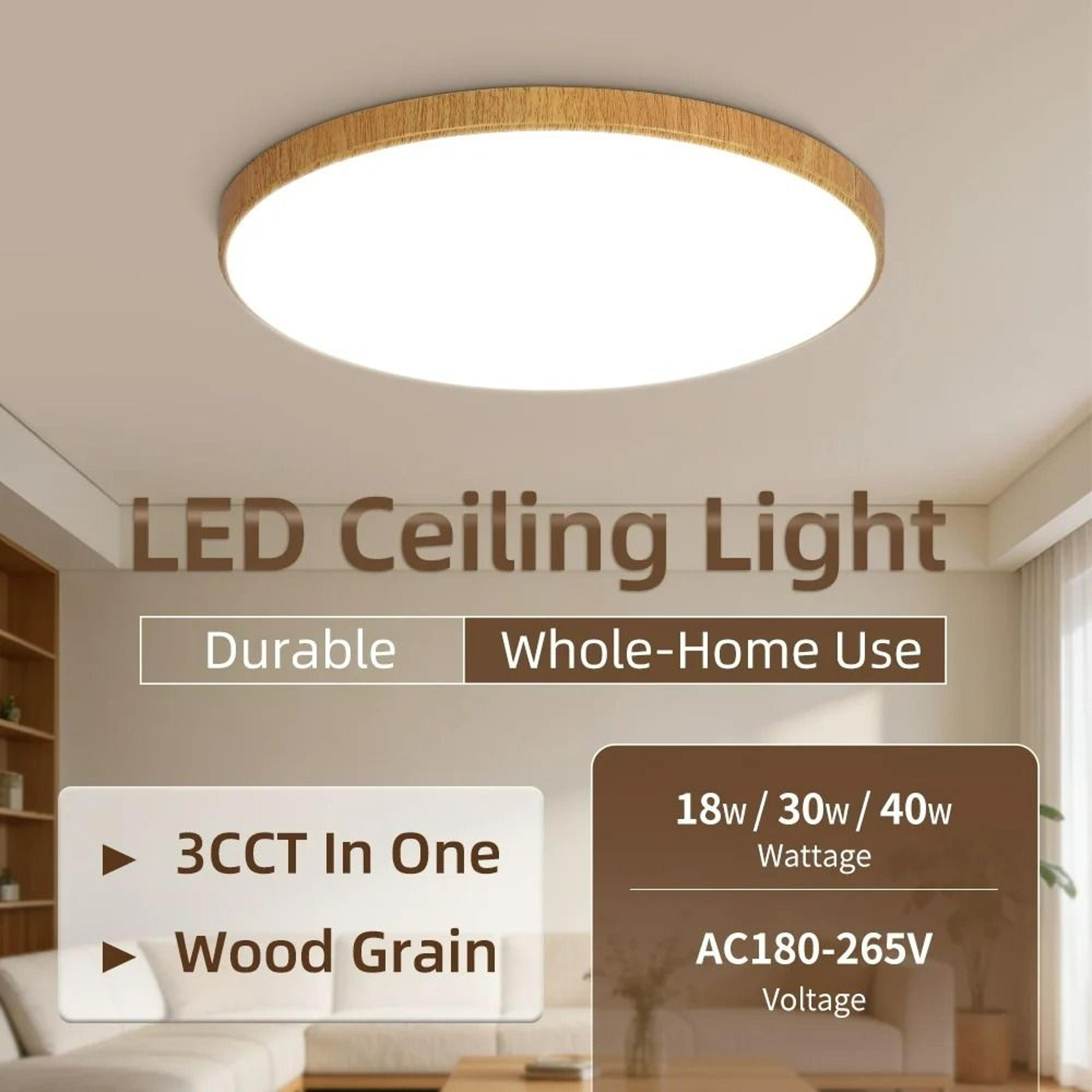 nordic wood-grain flush mount led ceiling light