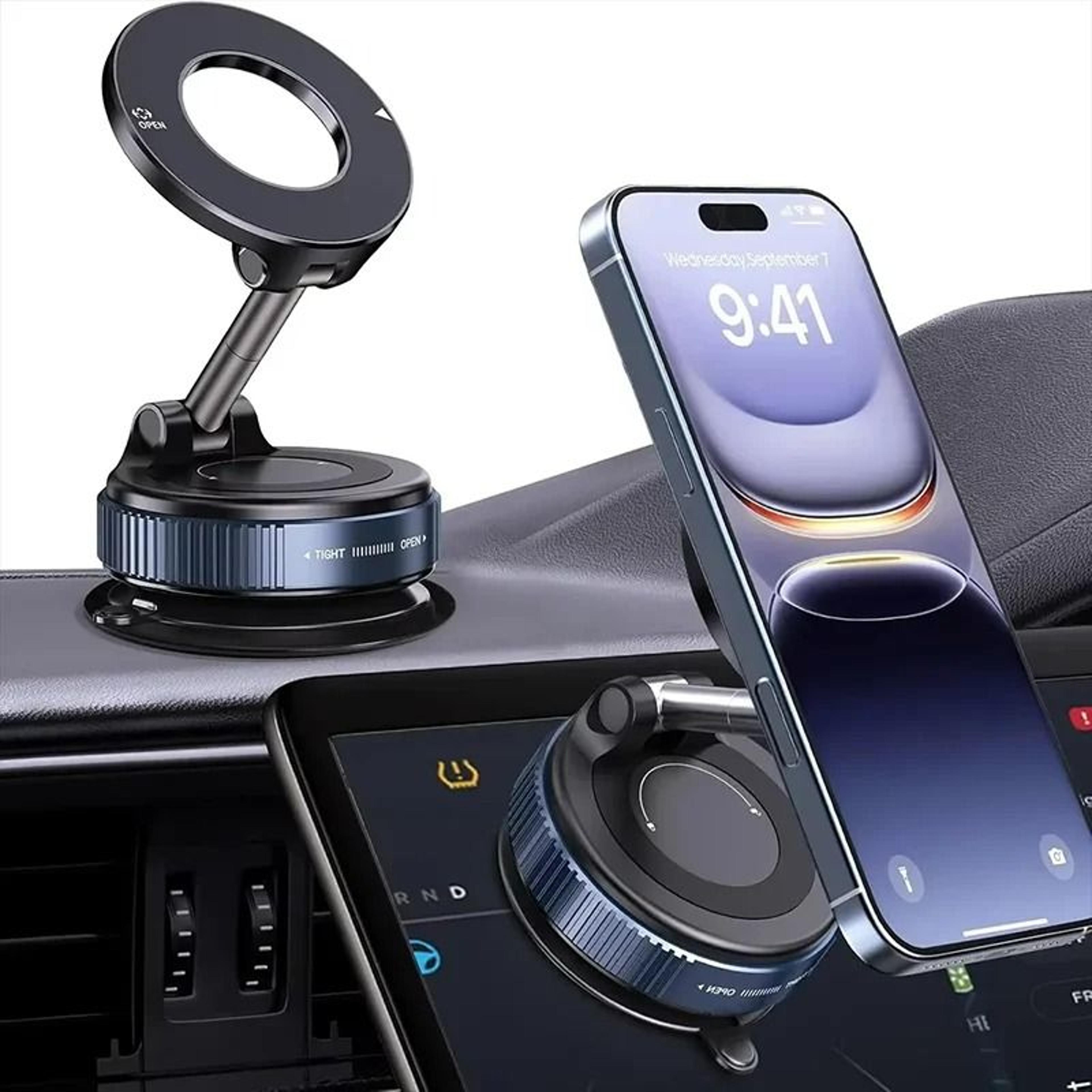 360-degree adjustable vacuum suction cup magnetic car phone mount