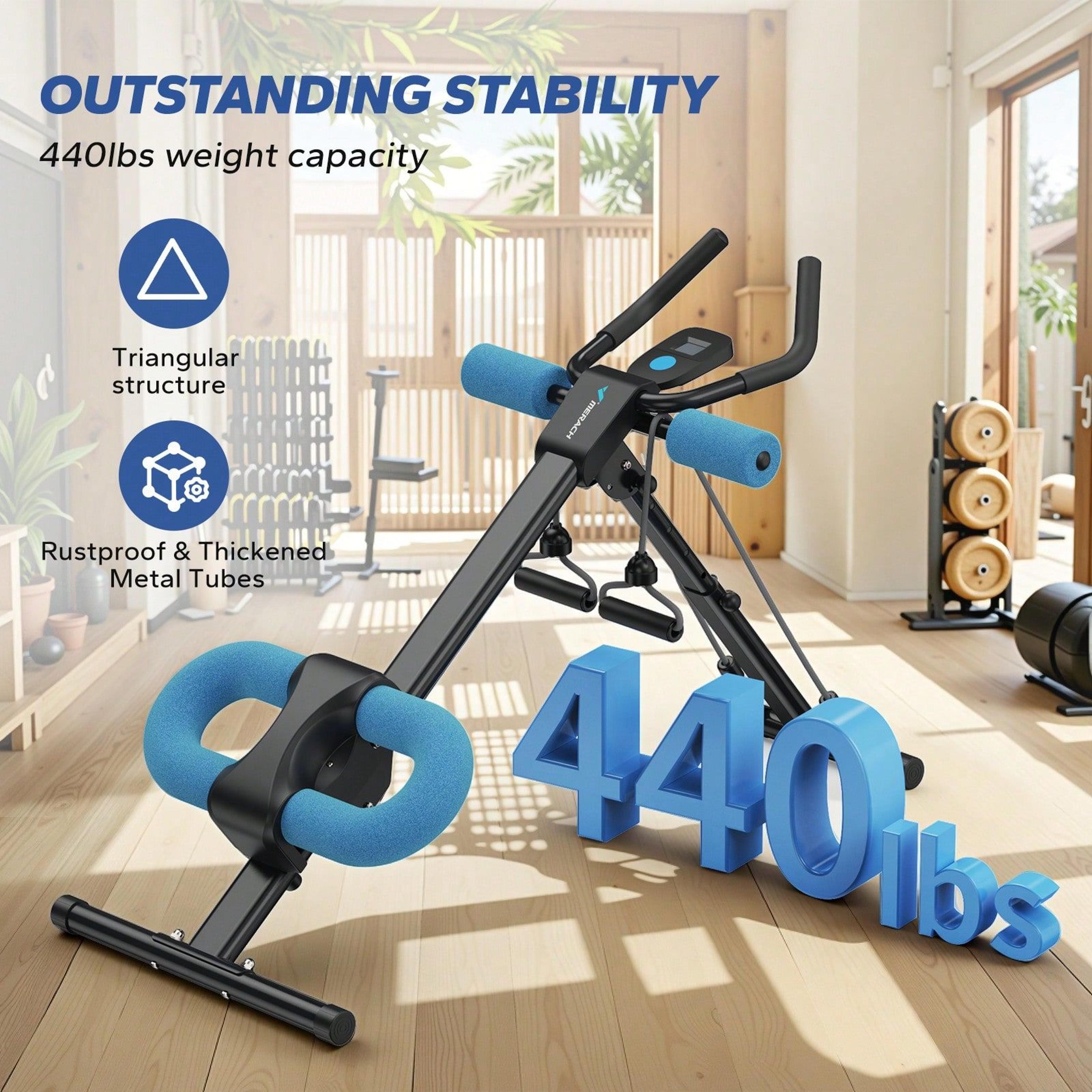 merach coreflex adjustable ab trainer – foldable home gym machine with knee support