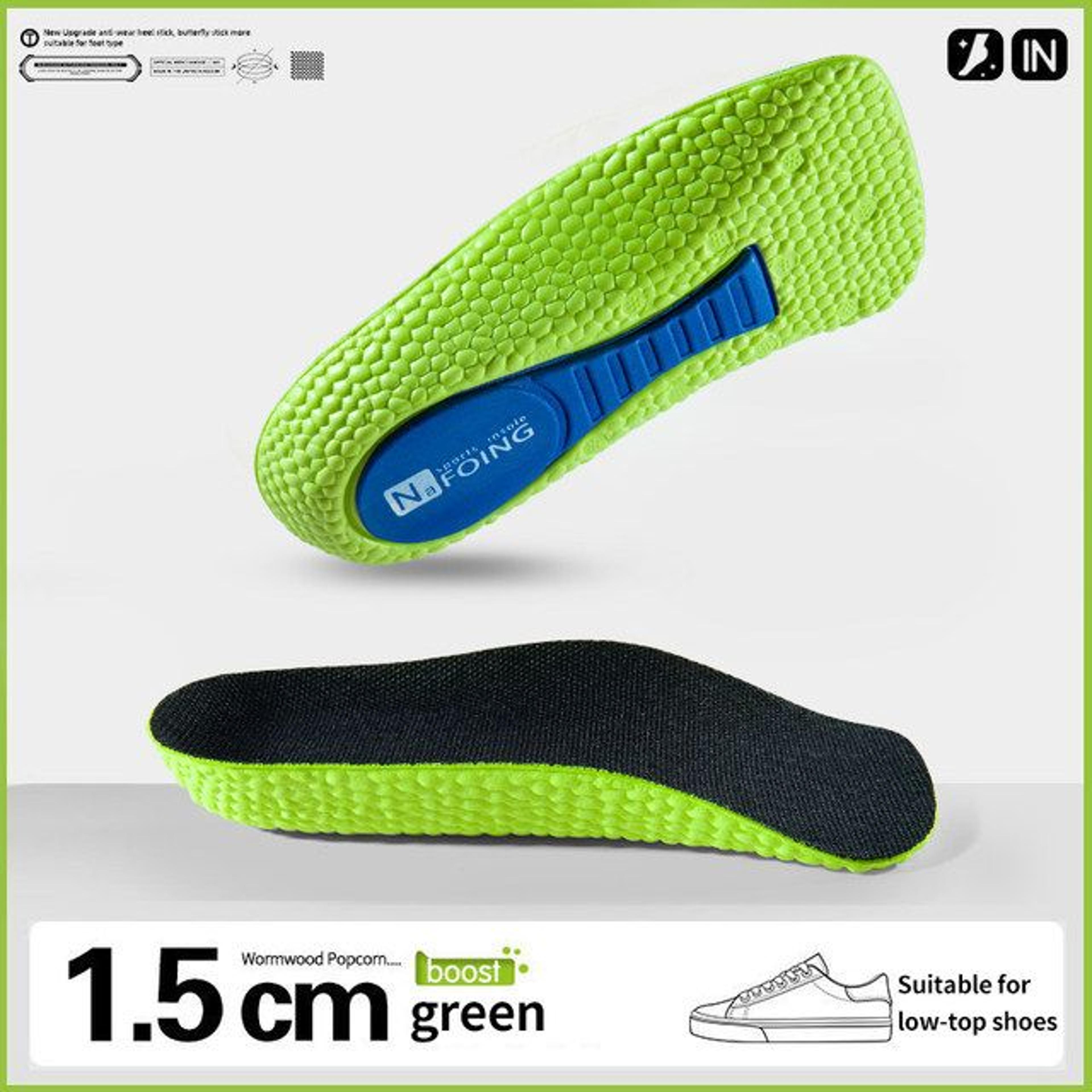 memory foam height lift insoles with arch support for men & women