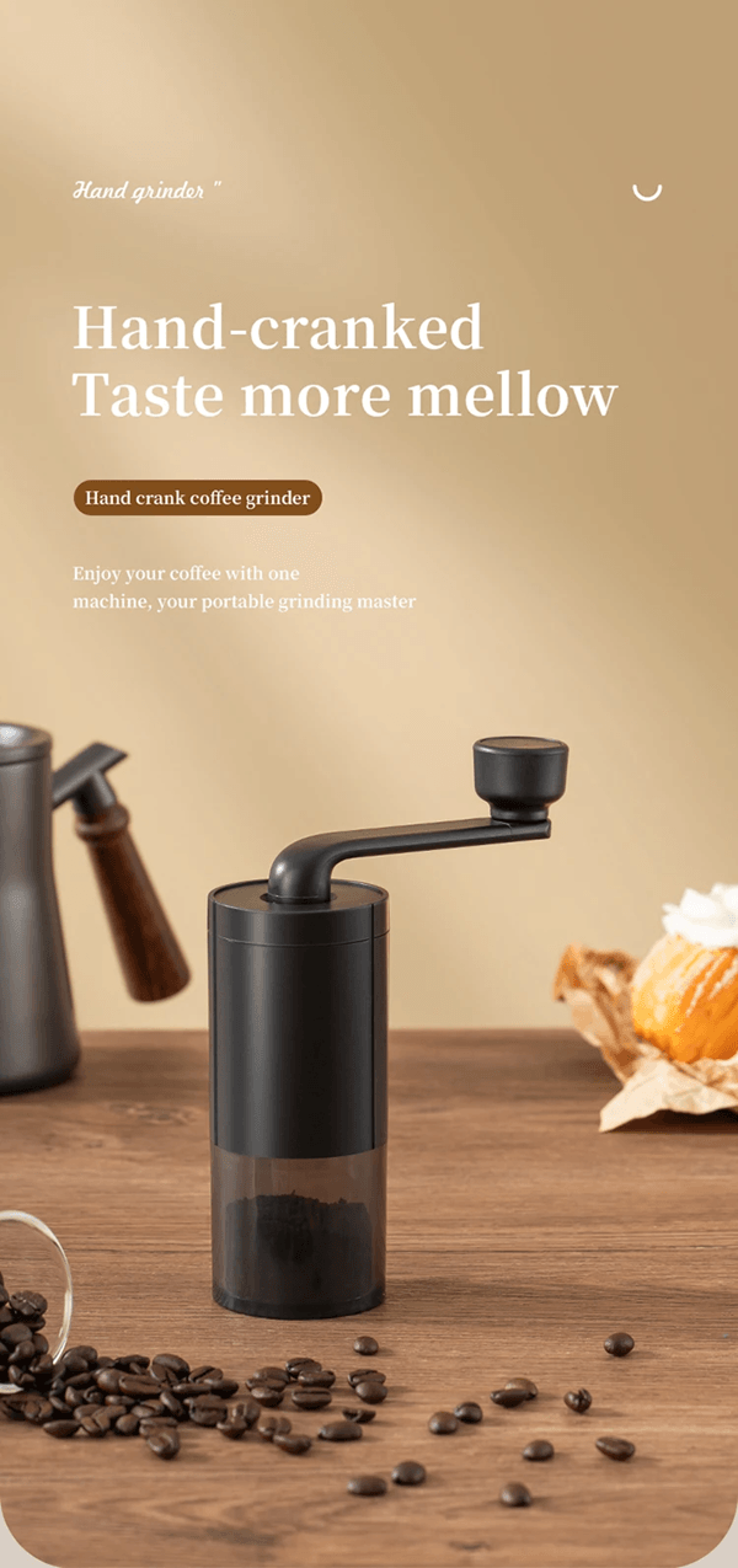 brewmate manual coffee grinder – adjustable hand crank for travel and home brewing