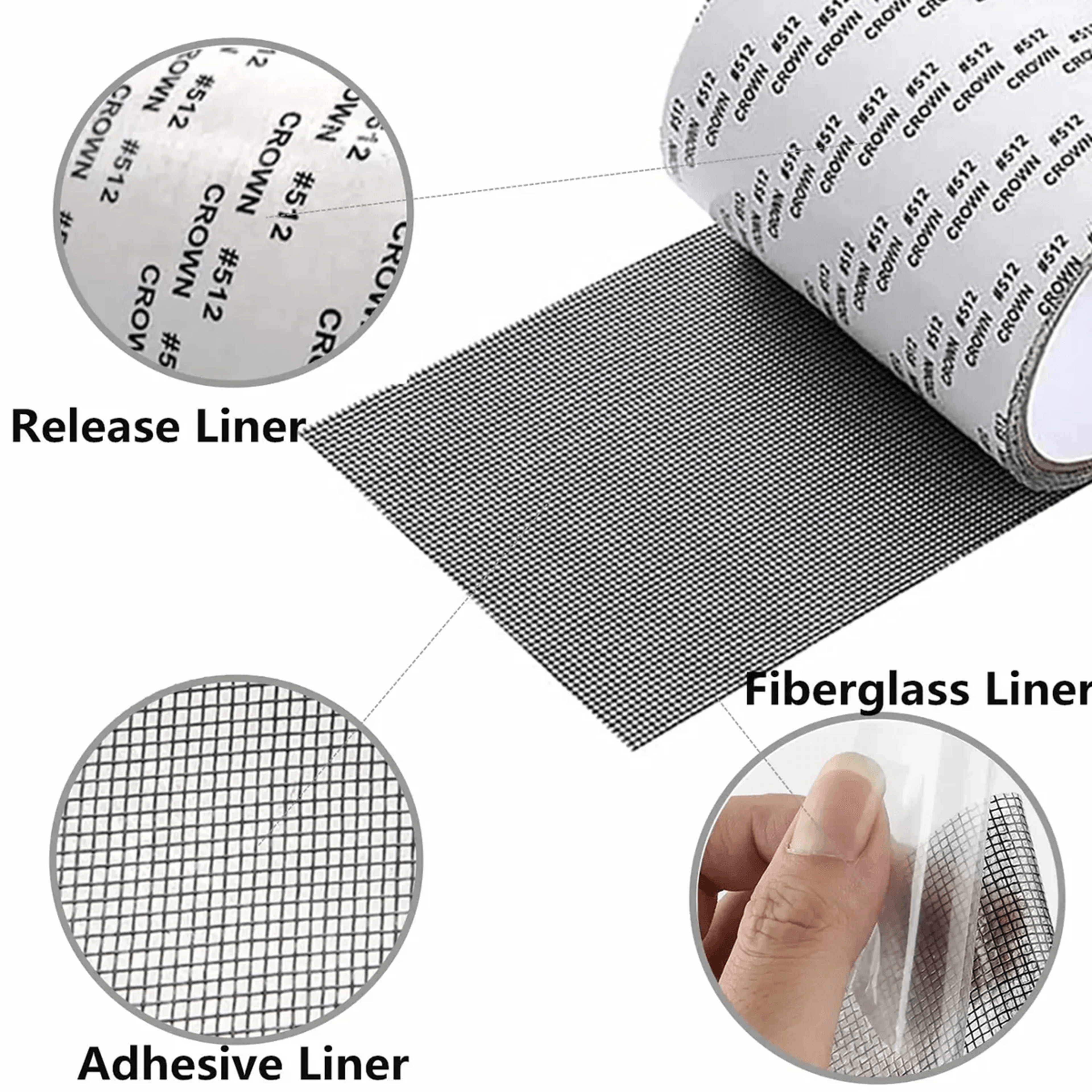 meshguard window screen repair tape – self-adhesive anti-insect patch roll