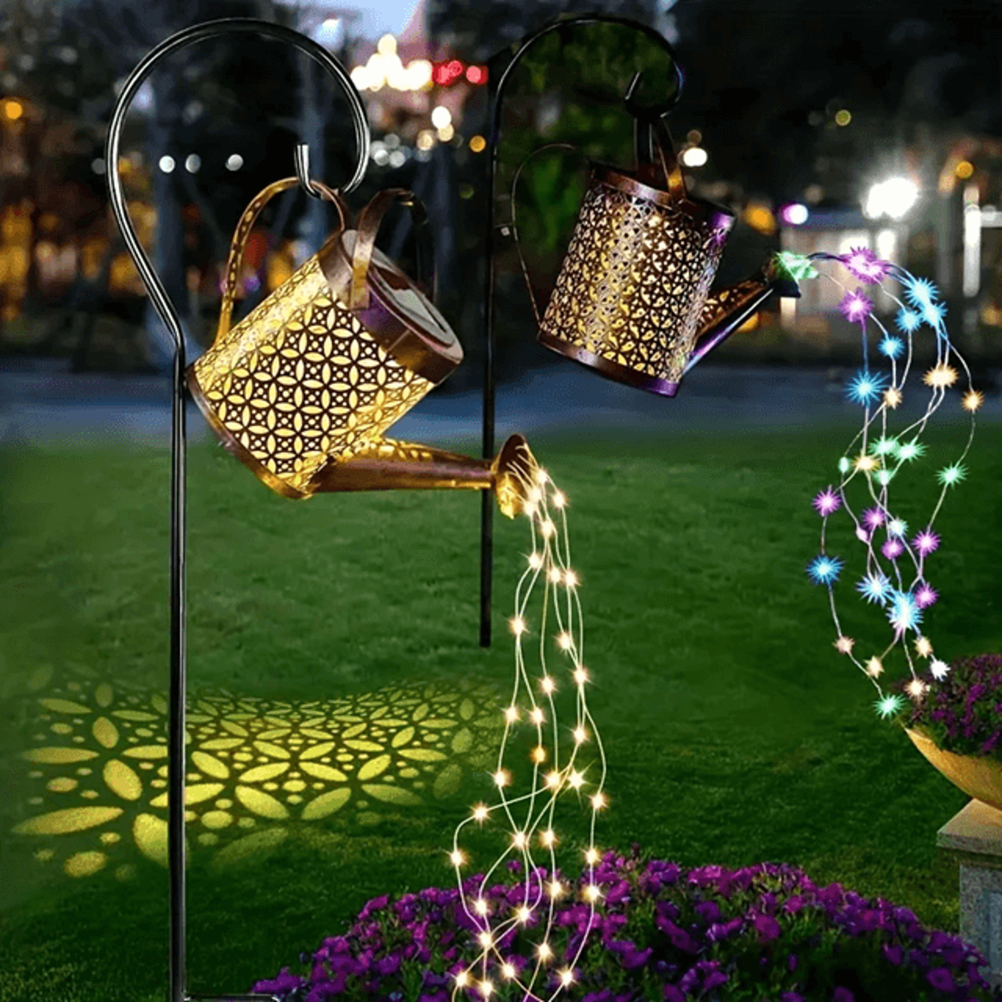 glowpour solar watering can light – outdoor led fairy shower light for garden & patio decor