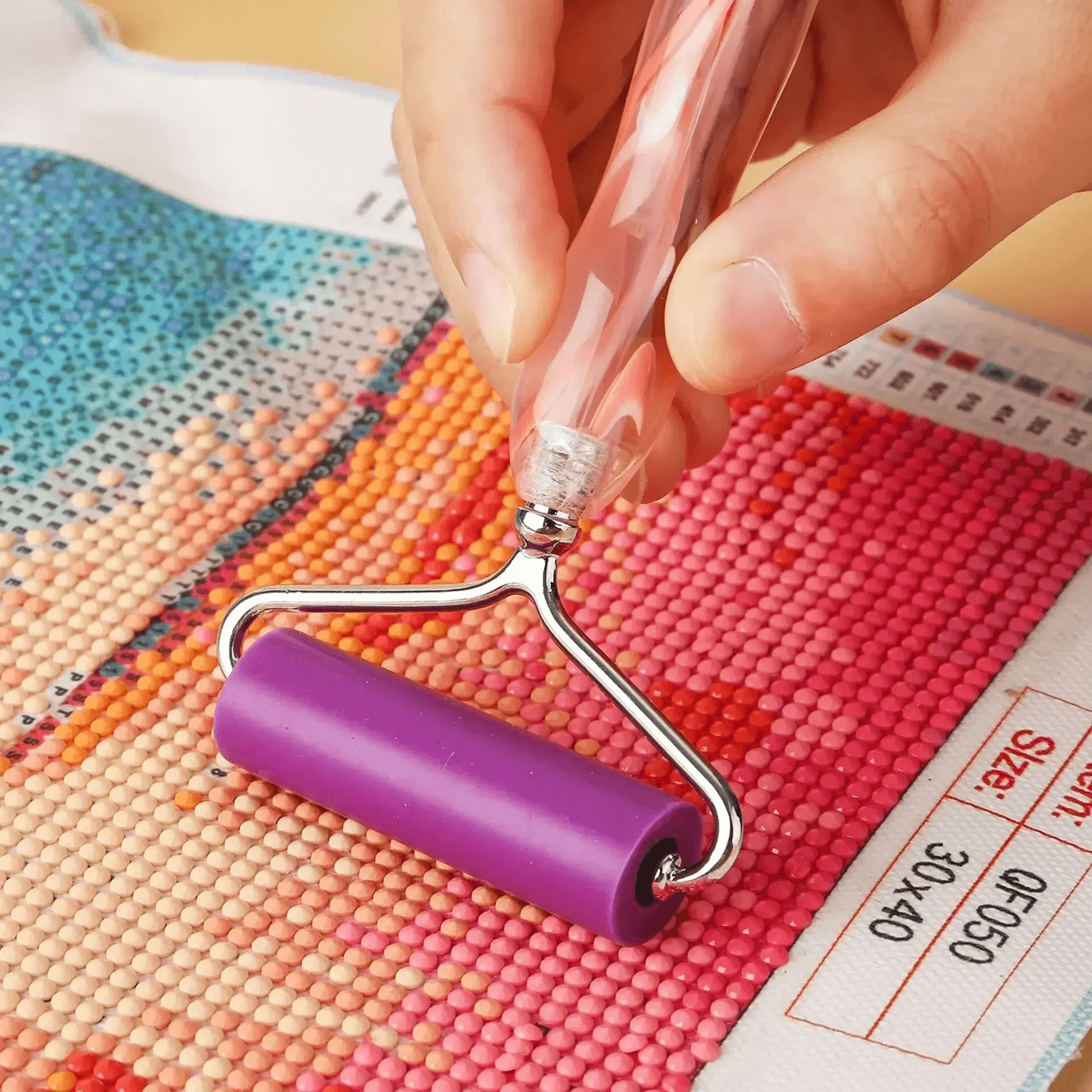 diamond painting roller tool – precision mosaic flattening accessory for smoothing and securing diamonds