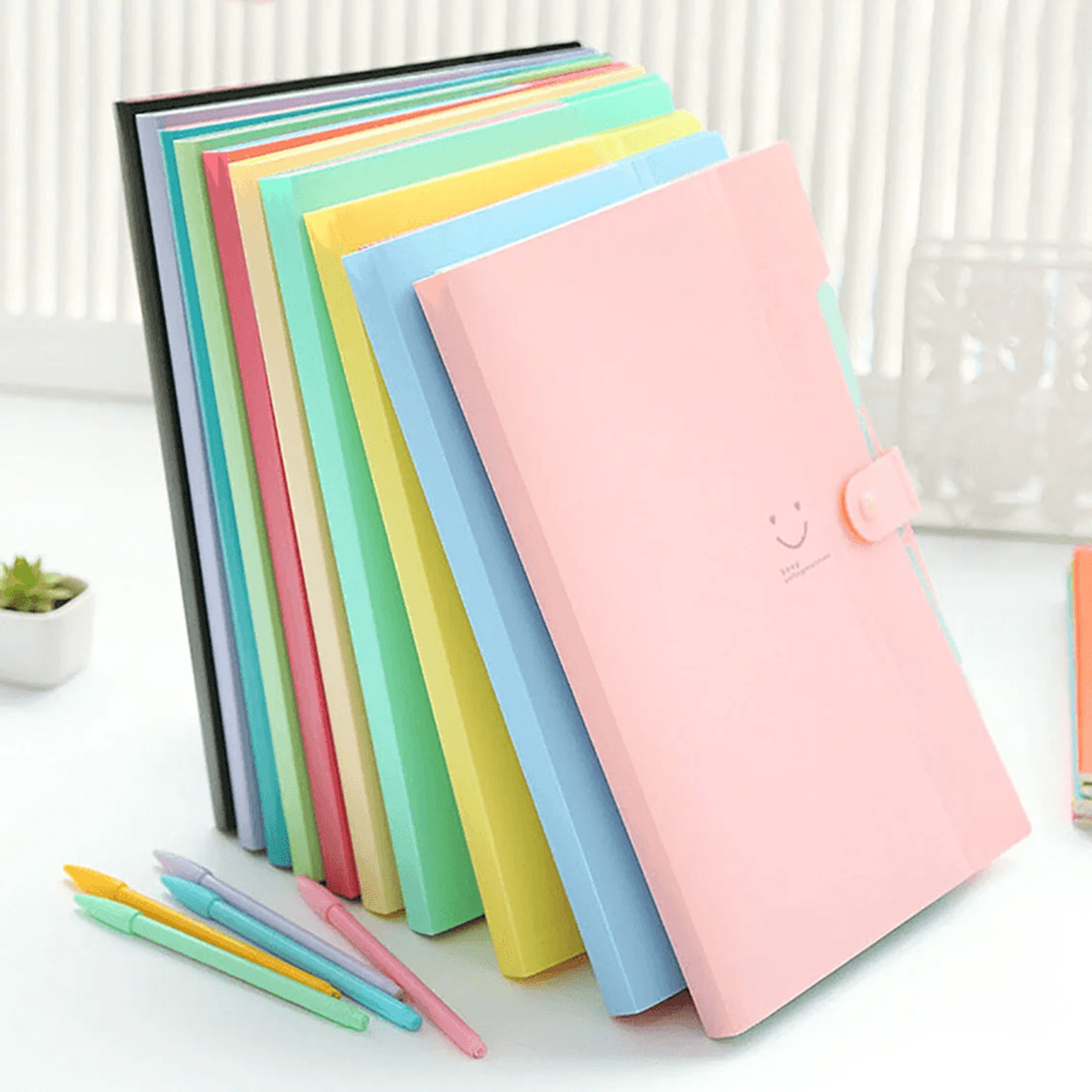 5 pocket a4 accordion file folder – durable plastic document organizer with test roll holder