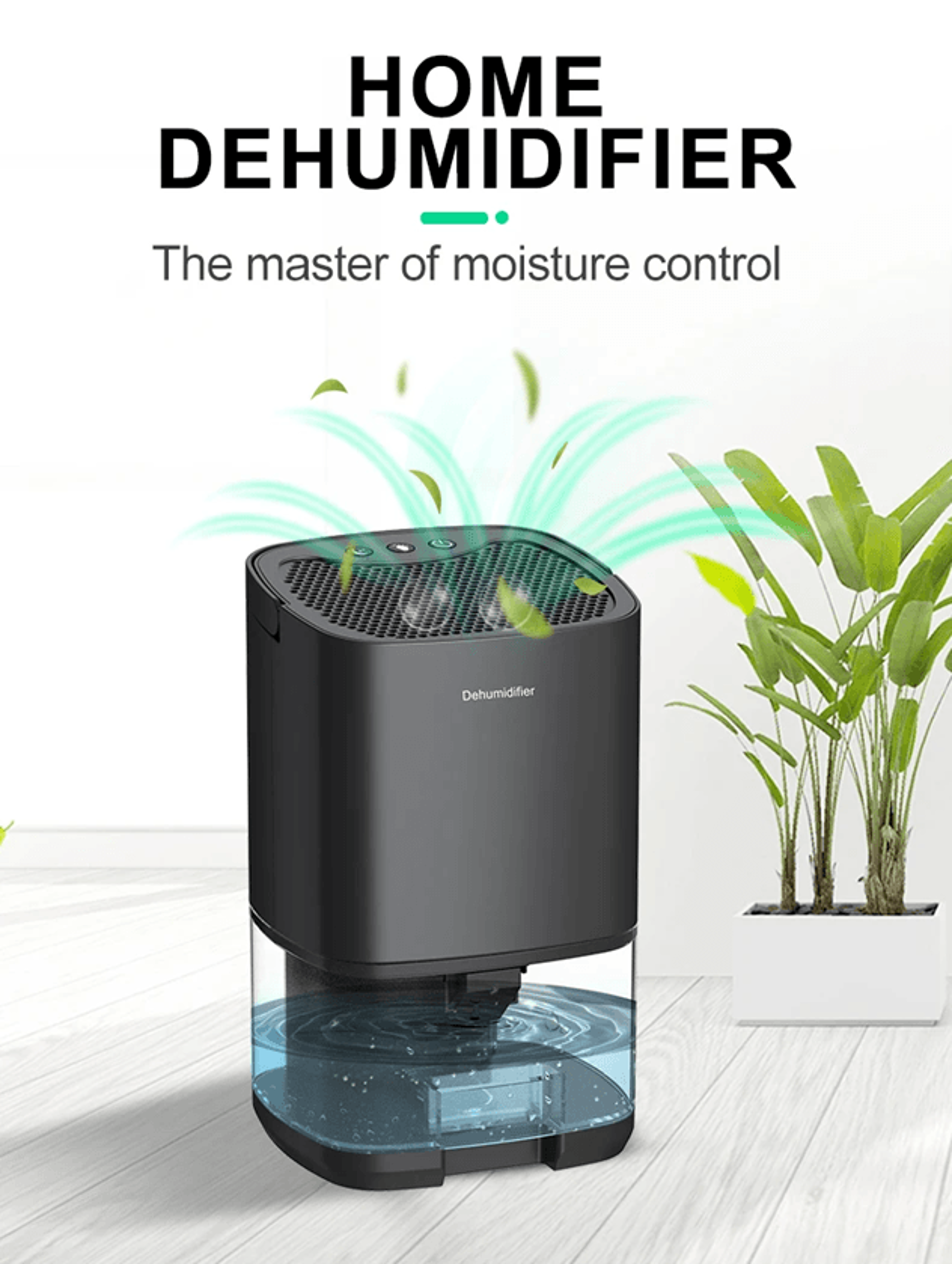 quietair compact dehumidifier – portable moisture absorber for home, bedroom and office
