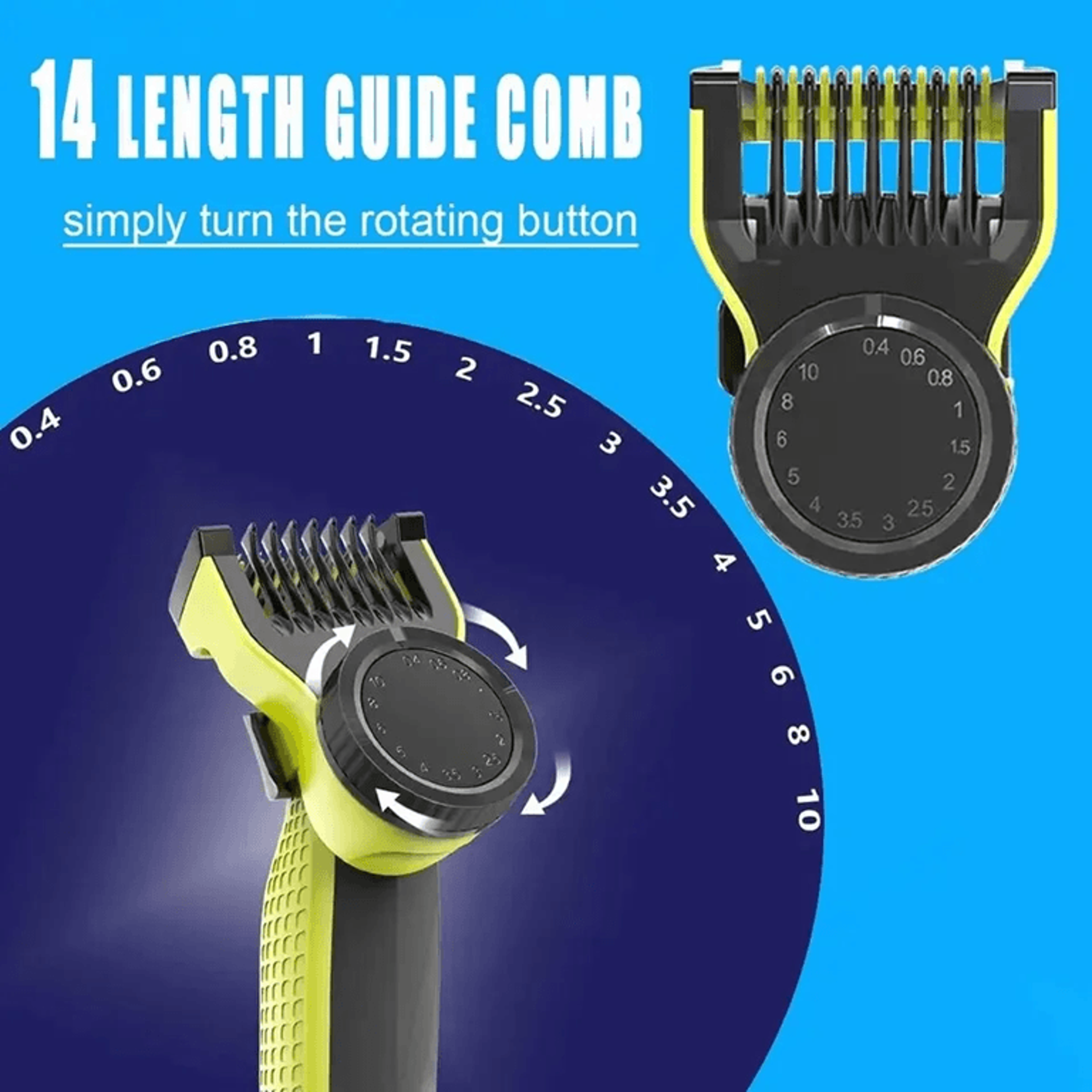 adjustable guide comb set for philips oneblade – 14-length trimmer guards compatible with qp2520, qp2530 & more