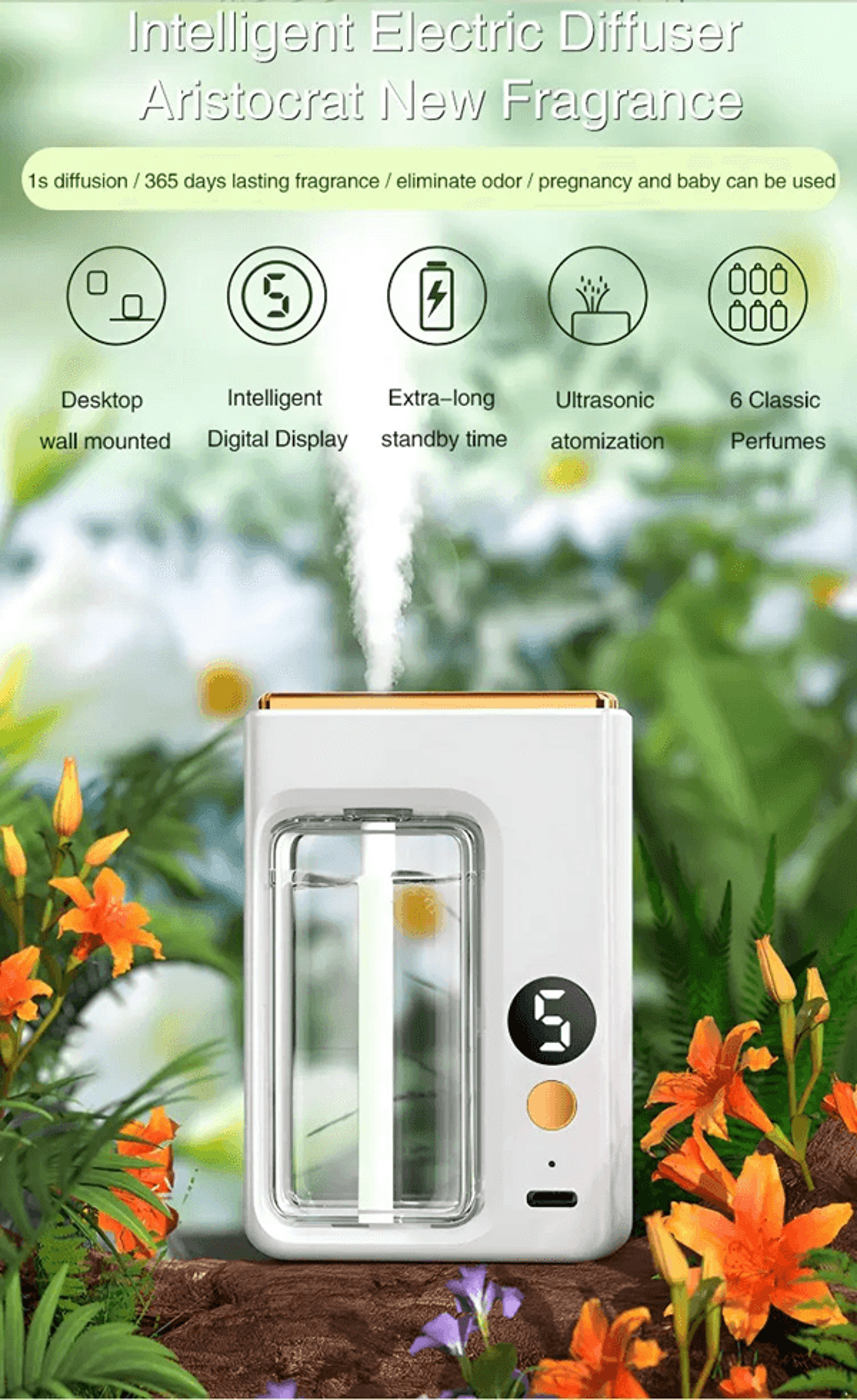 automatic car aroma diffuser with essential oil display – usb humidifier and air freshener for home and travel